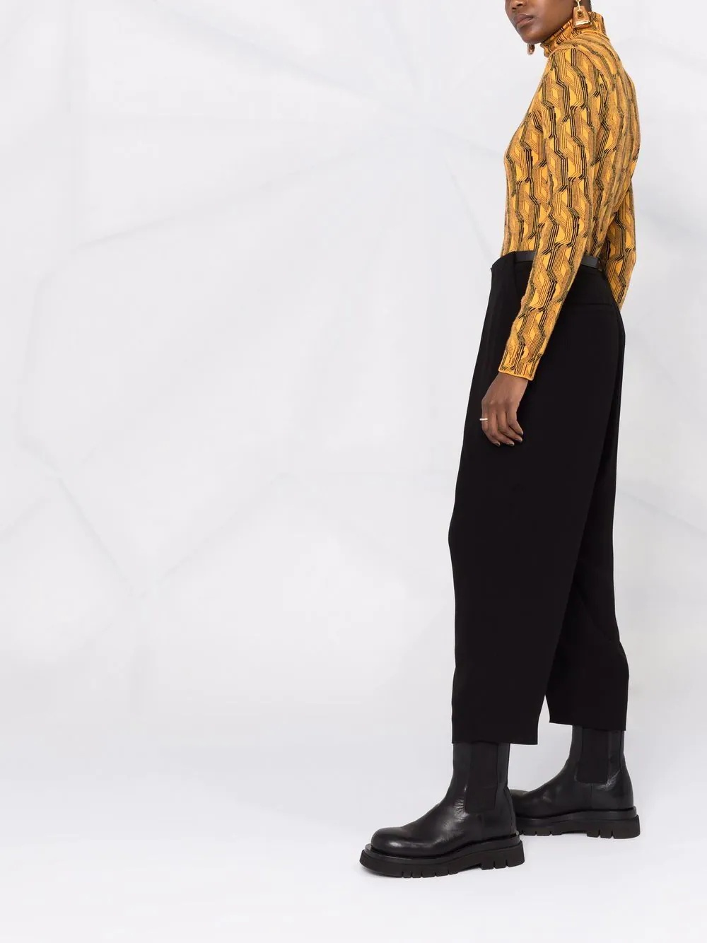 cropped straight-leg crepe harem trousers - 6