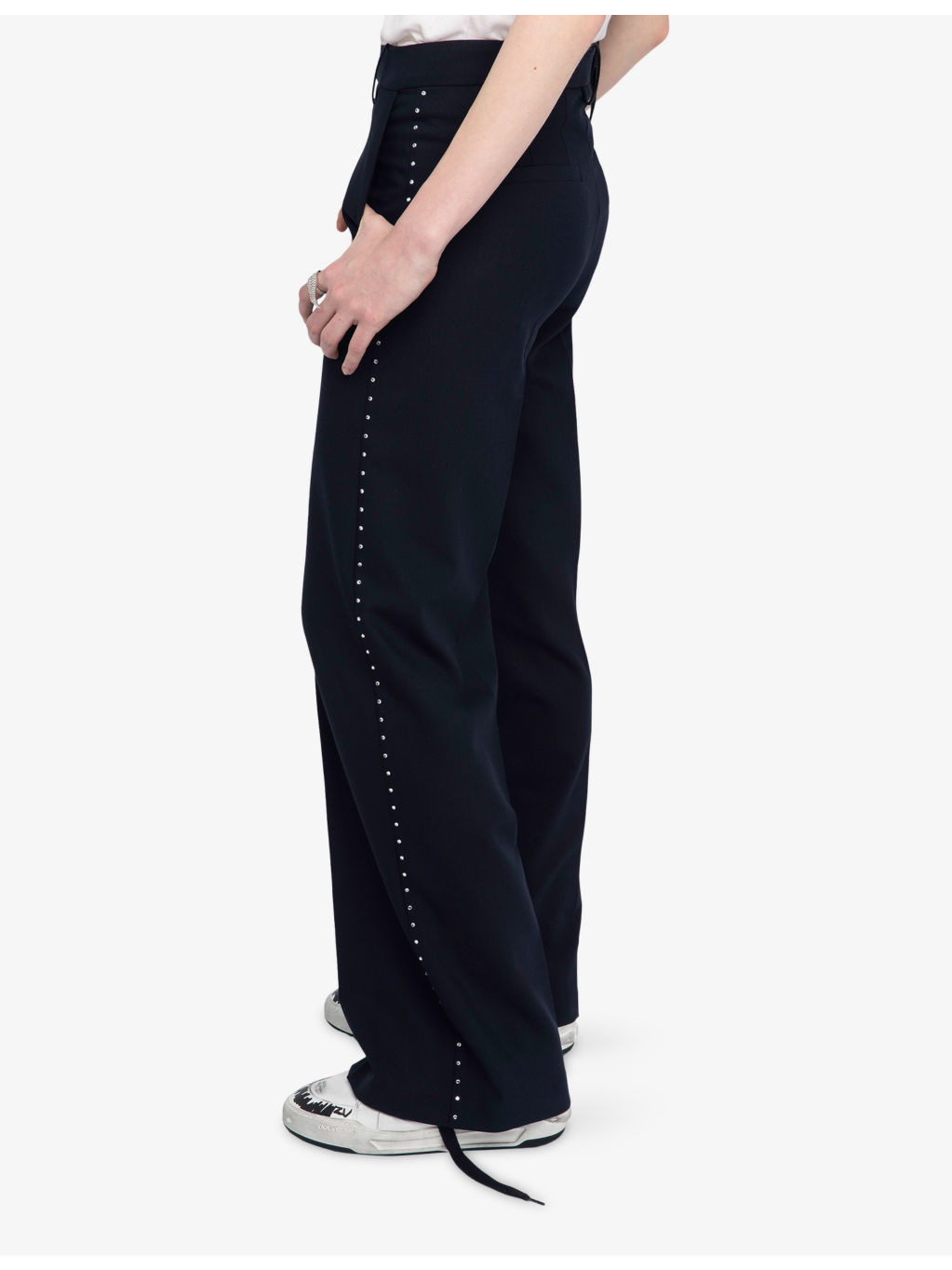 Panol Rhinestone-Embellished Wide-Leg High-Rise Stretch-Woven Trousers - 5