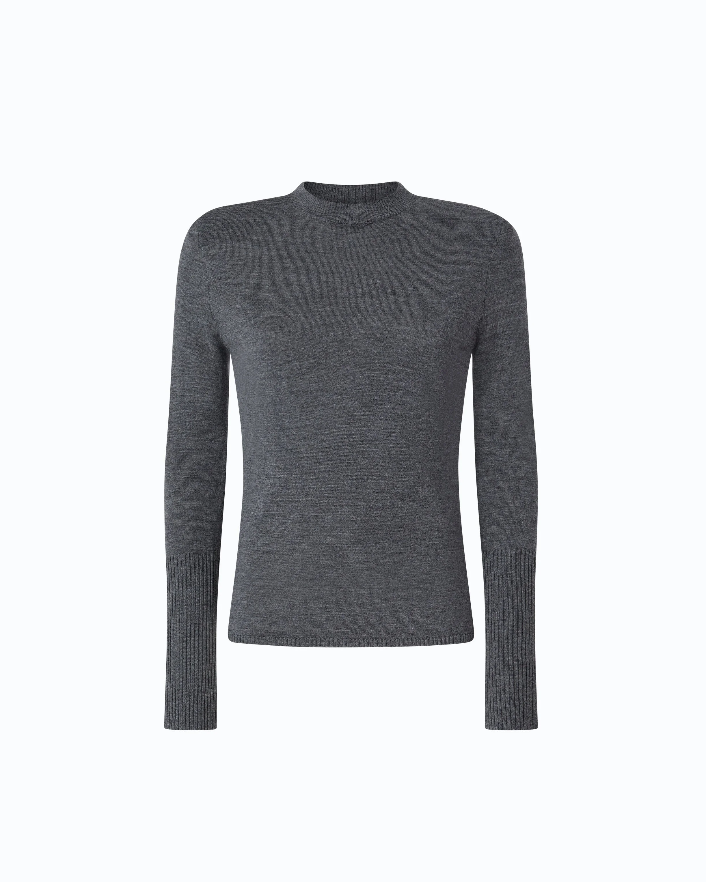 MERINO WOOL SWEATER WITH REMOVABLE SHOULDER PADS - 1