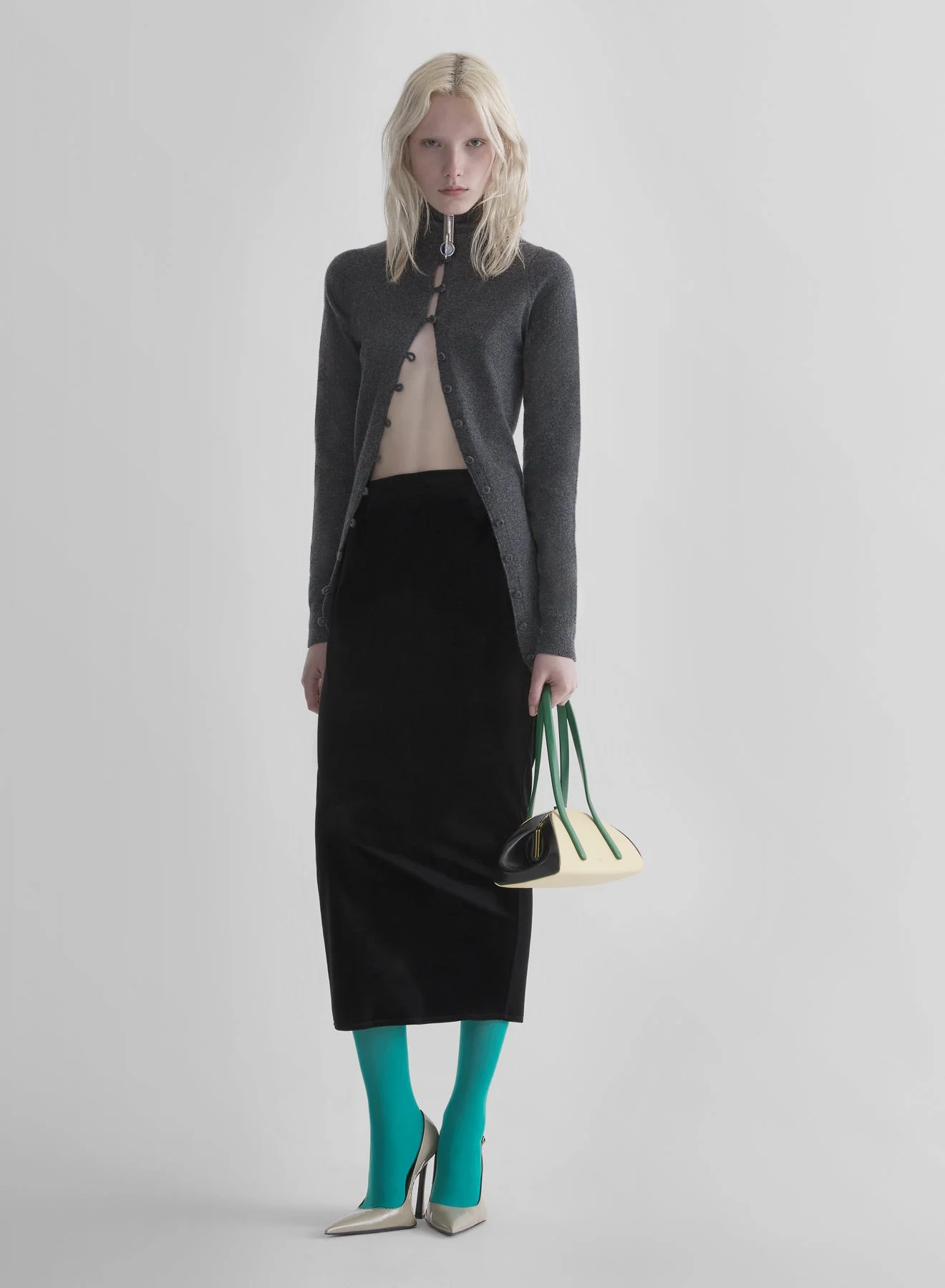 black velvet midi pencil skirt - 1