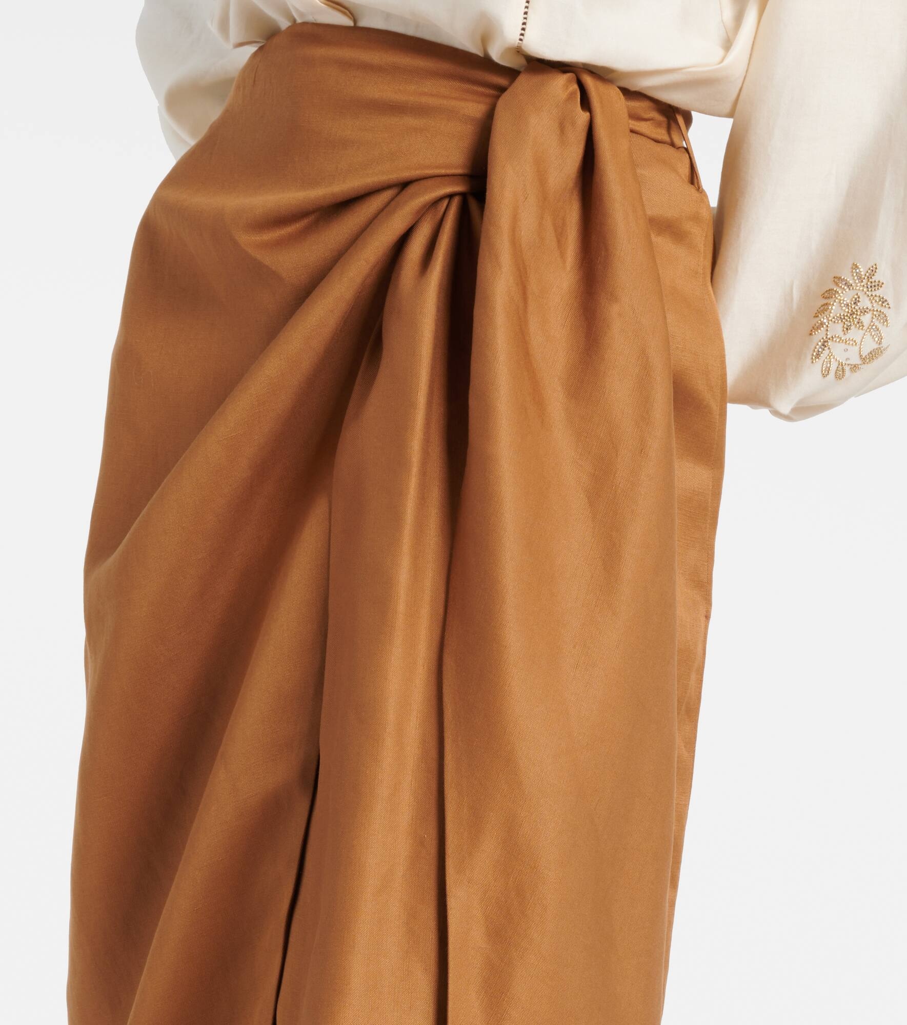 Linen and silk wrap skirt - 4