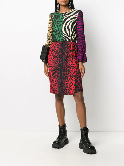 Moschino animal-print colour block dress outlook