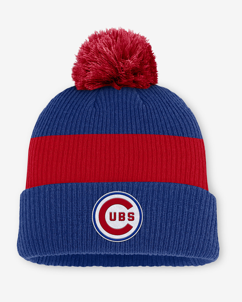 Chicago Cubs Cooperstown Peak Men's Nike MLB Cuffed Pom Beanie 1