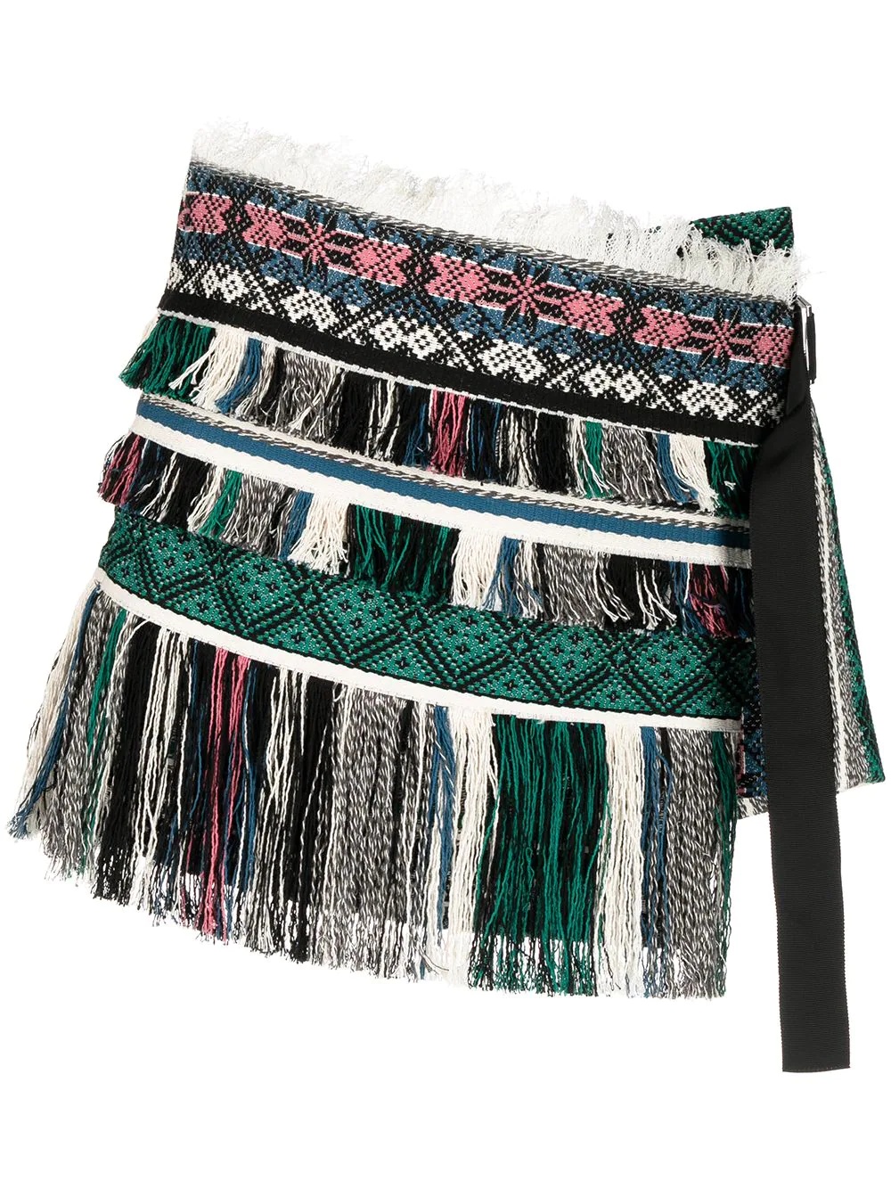 fringed asymmetric shorts - 1