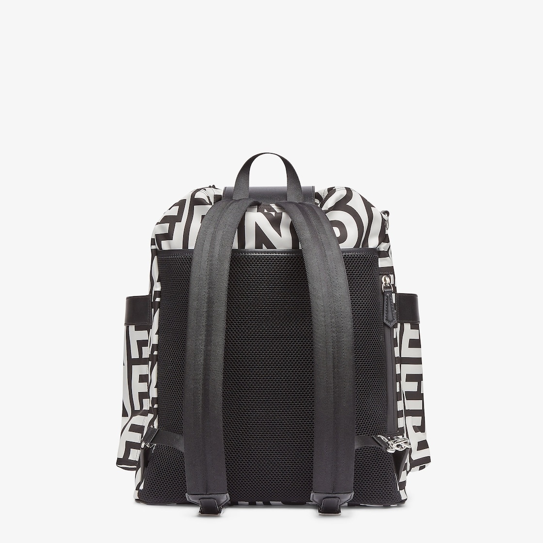 Large backpack made of nylon printed with the Fendi Roma logo in black and white, reinterpreted by M - 3