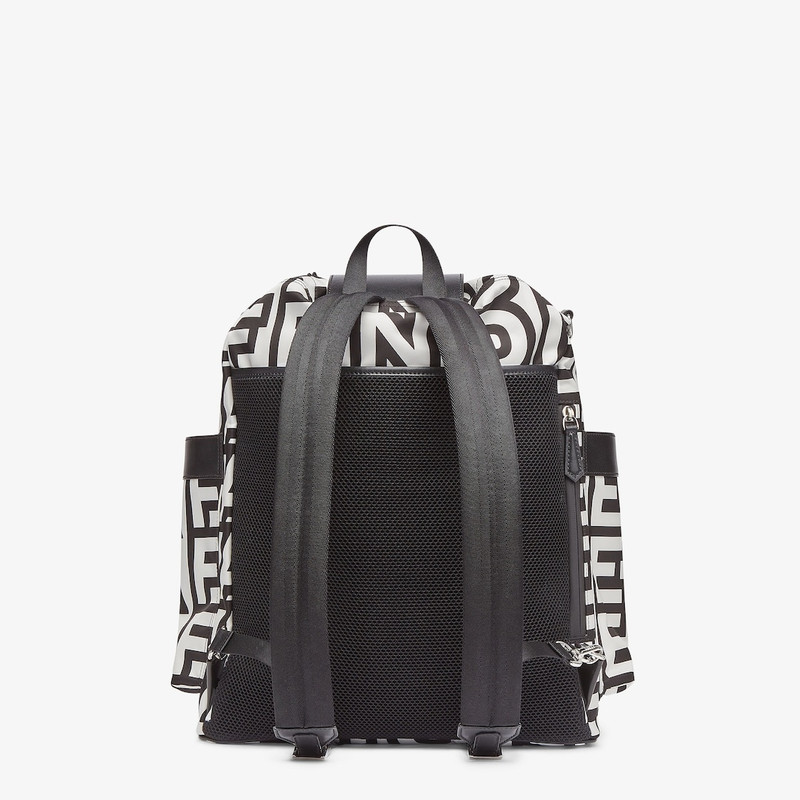 Large backpack made of nylon printed with the Fendi Roma logo in black and white, reinterpreted by M 3