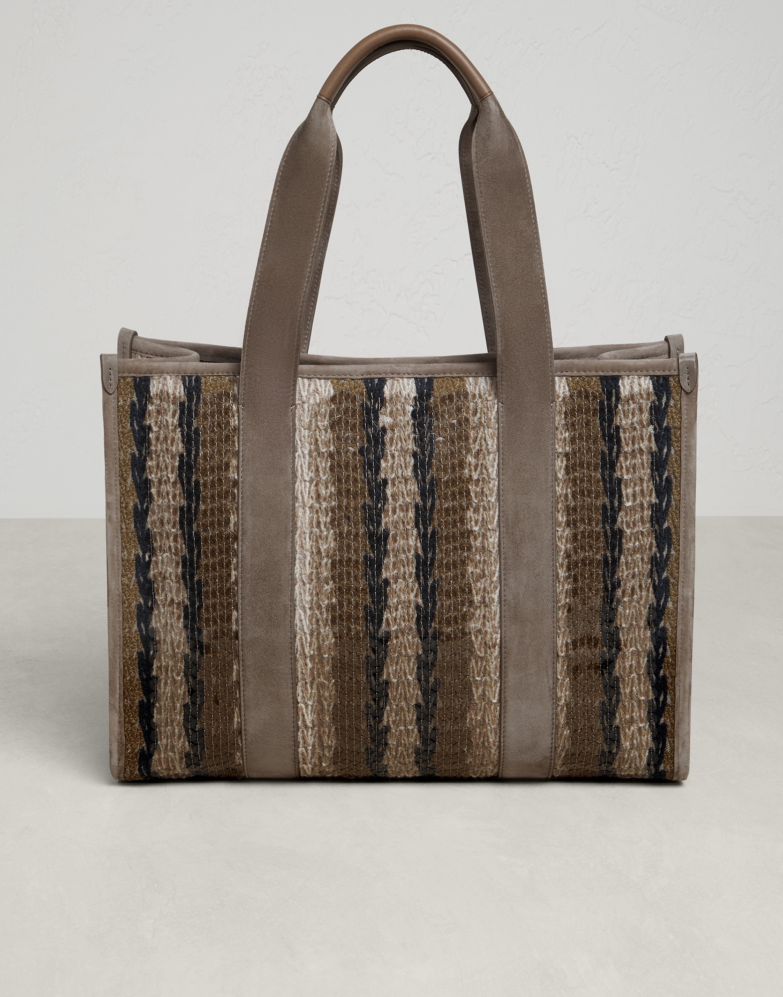 Dazzling Stripe Embroidery shopper bag in jute and cotton - 2