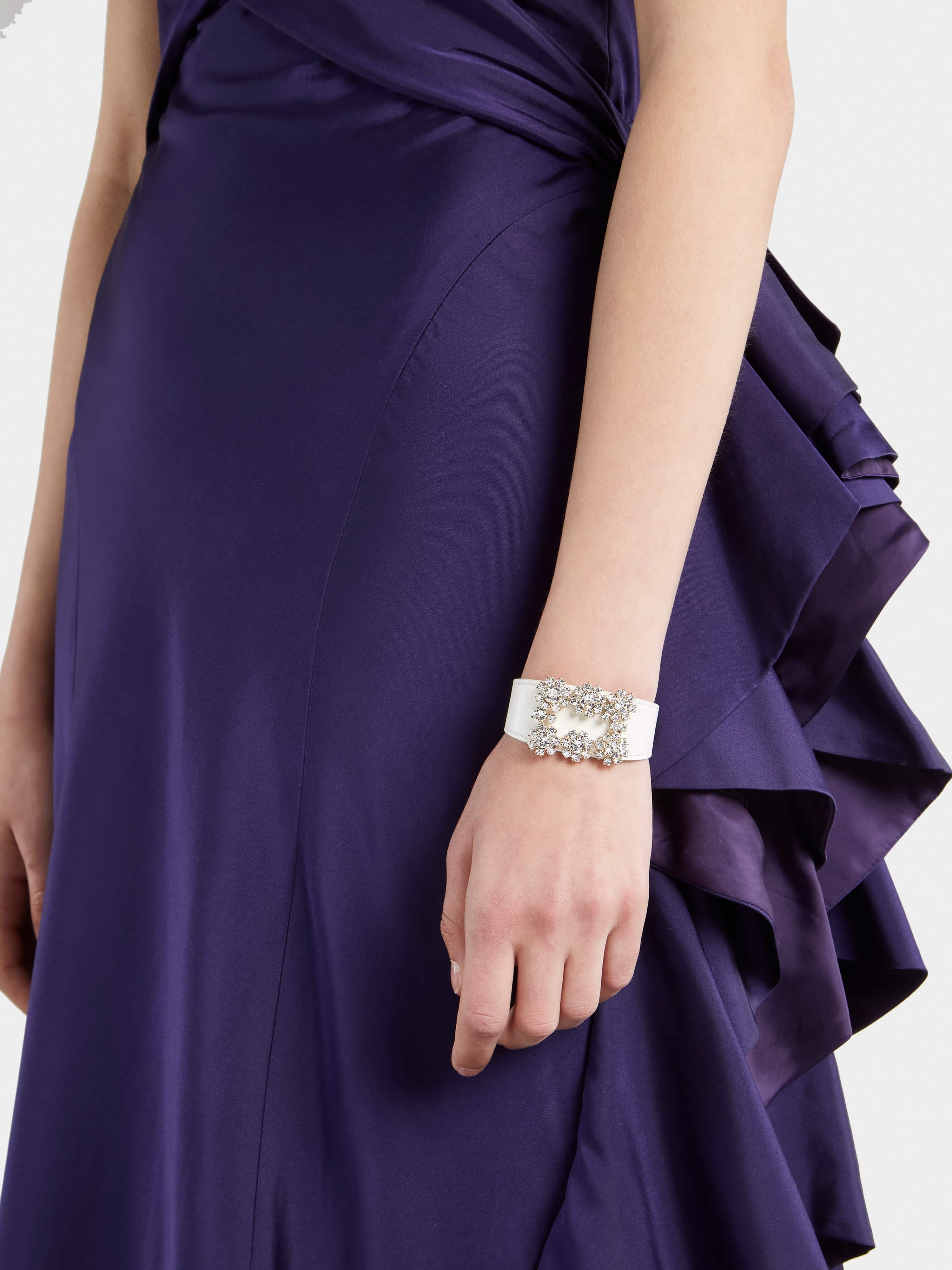 Flower Strass Buckle Bracelet in Leather - 2