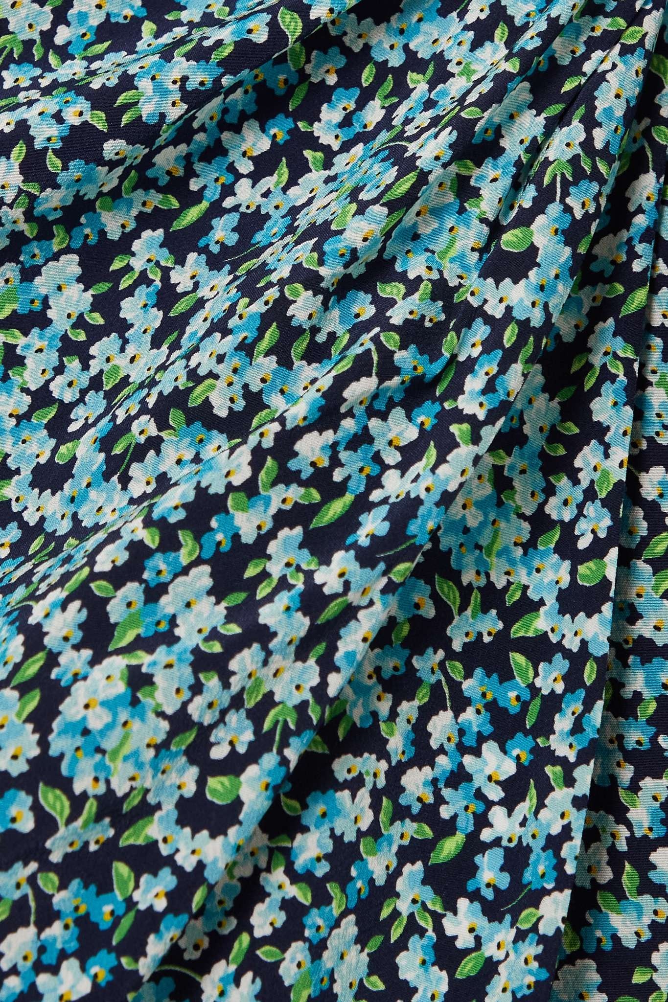 Wrap-effect ruffled floral-print silk-crepe mini dress - 4