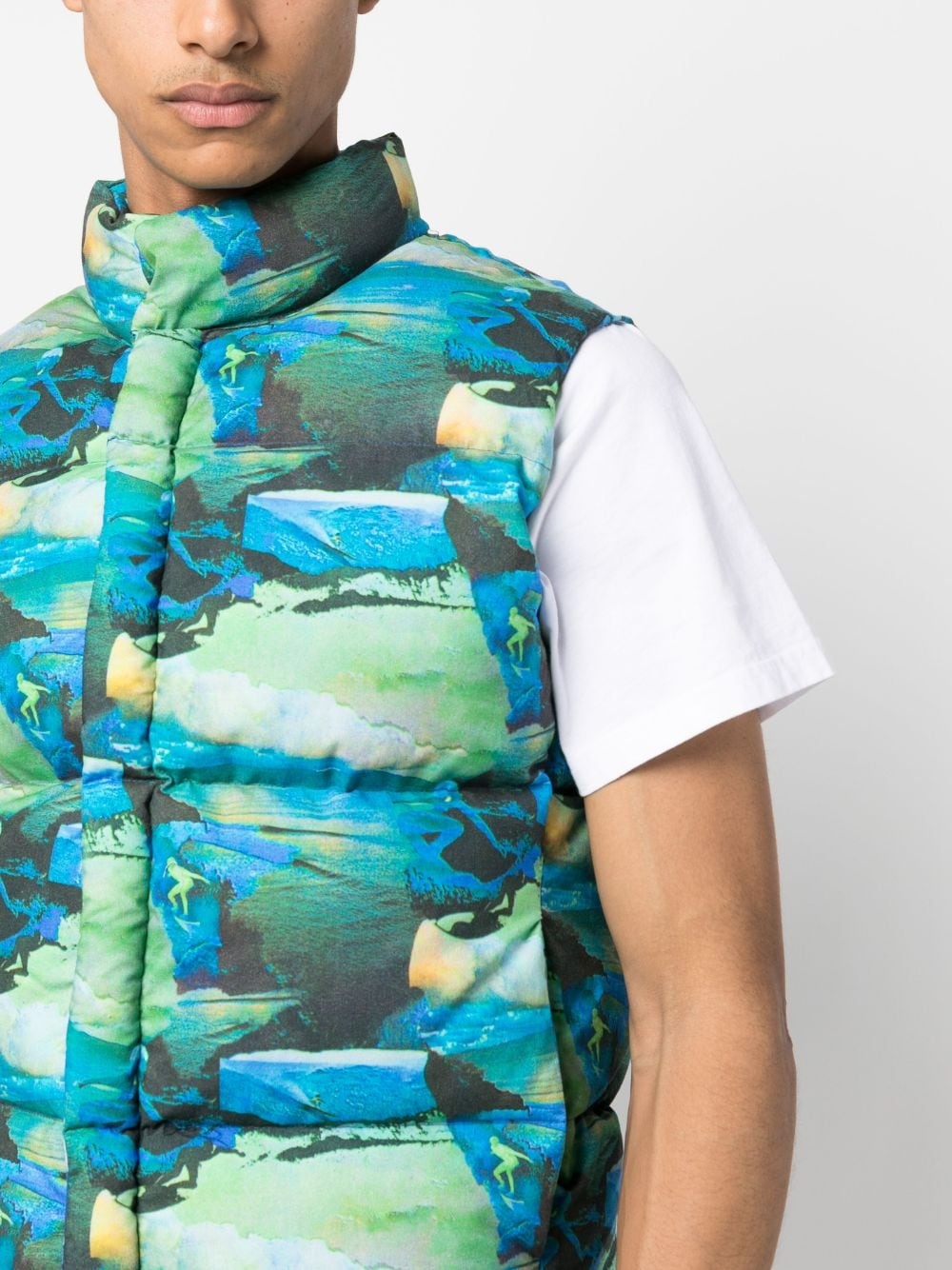 printed quilted puffer gilet - 6