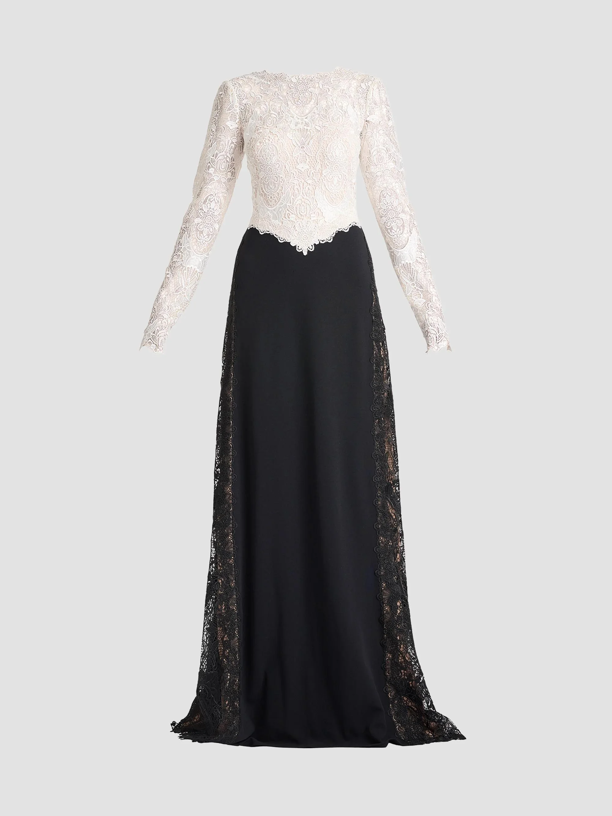 Women's Vianne Two-Tone Lace A-Line Gown - Ivory Black - 1