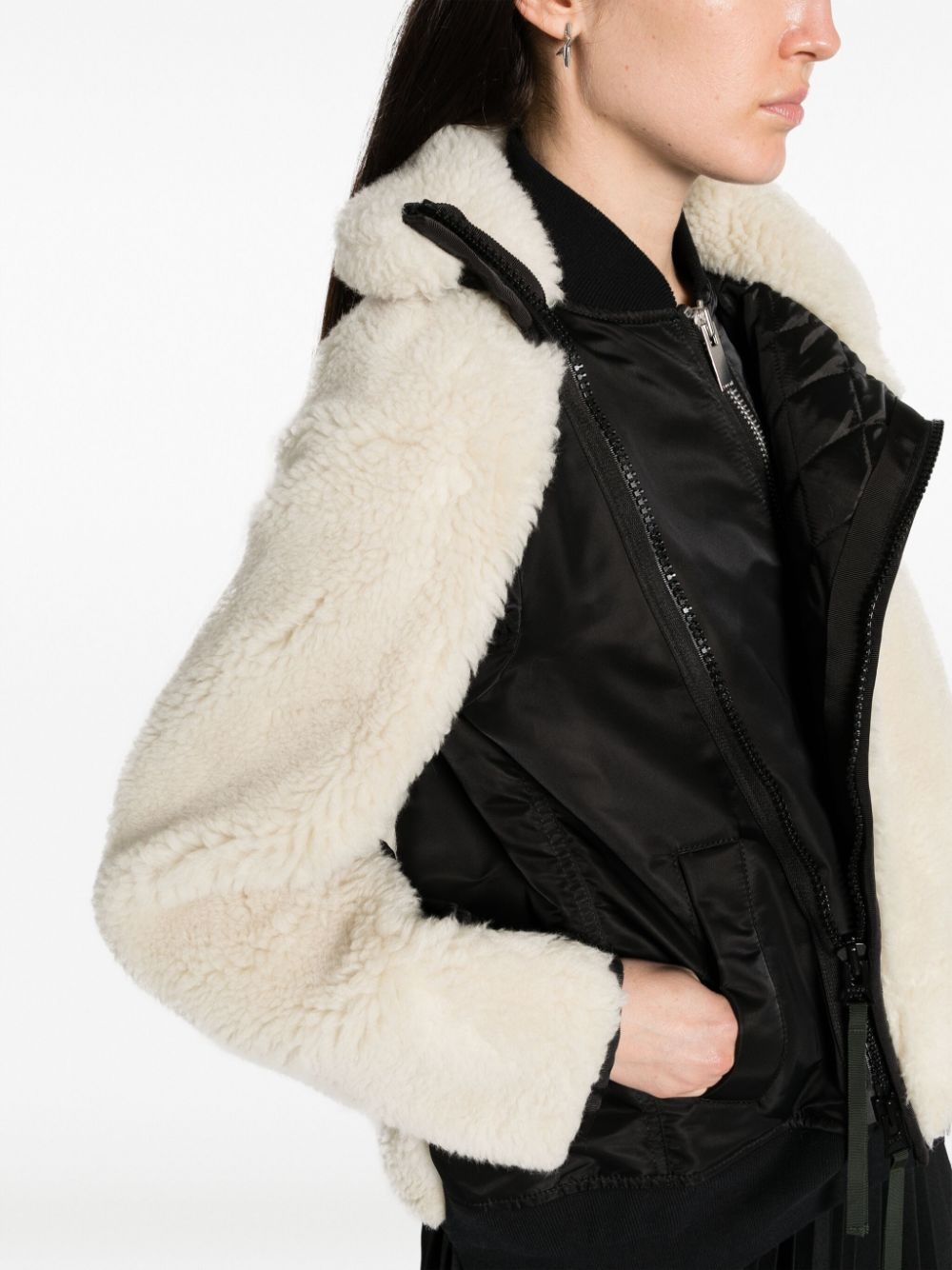 hybrid faux shearling bomber jacket - 8