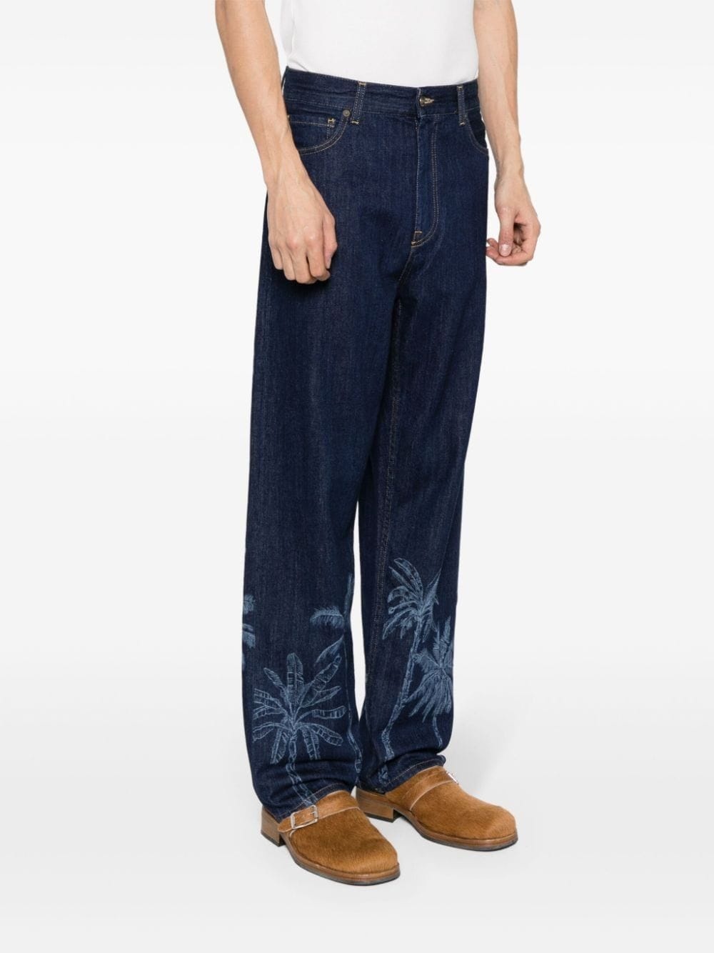 graphic-print cotton straight-leg jeans - 3