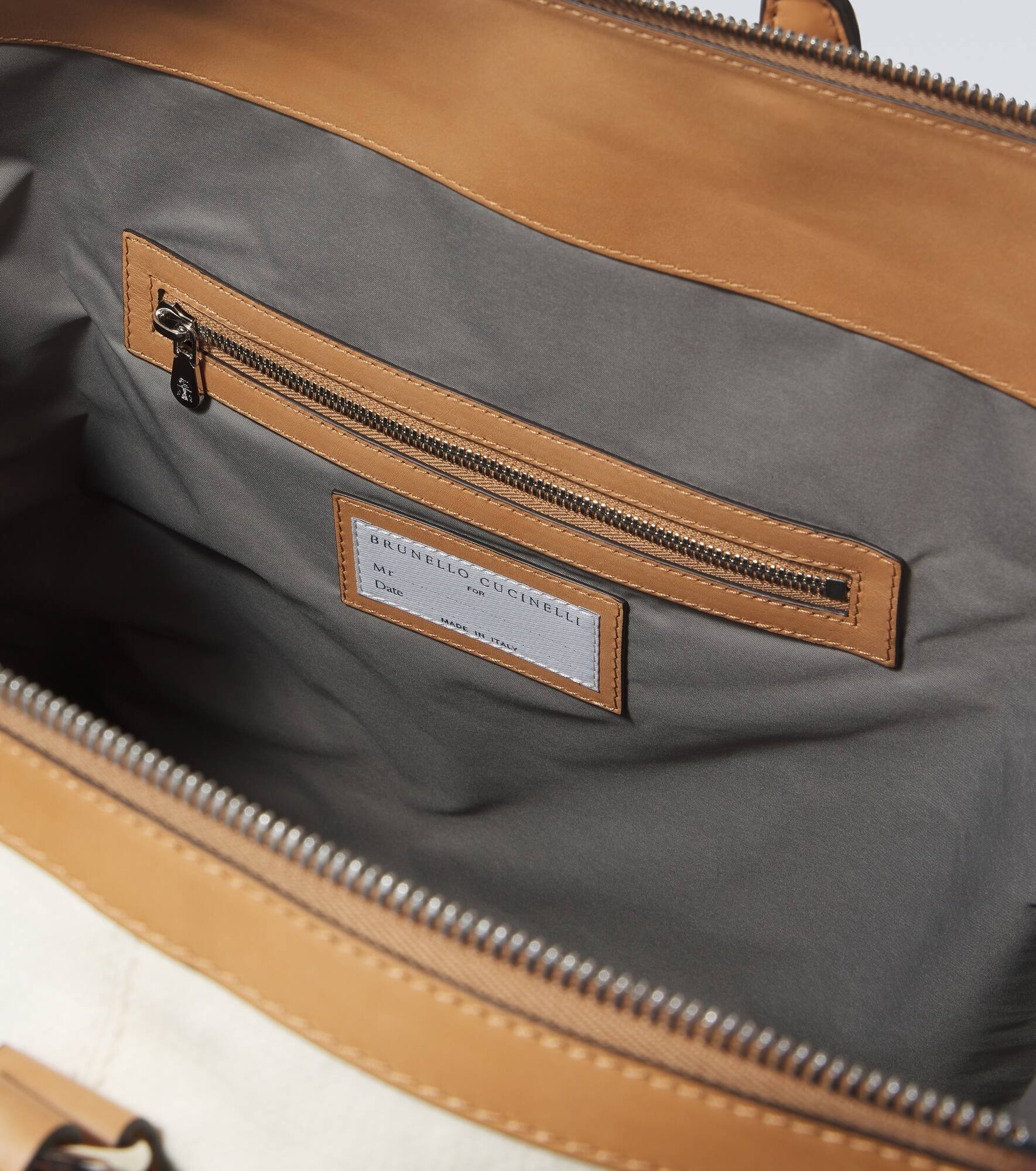 Leather-trimmed canvas duffel bag - 4