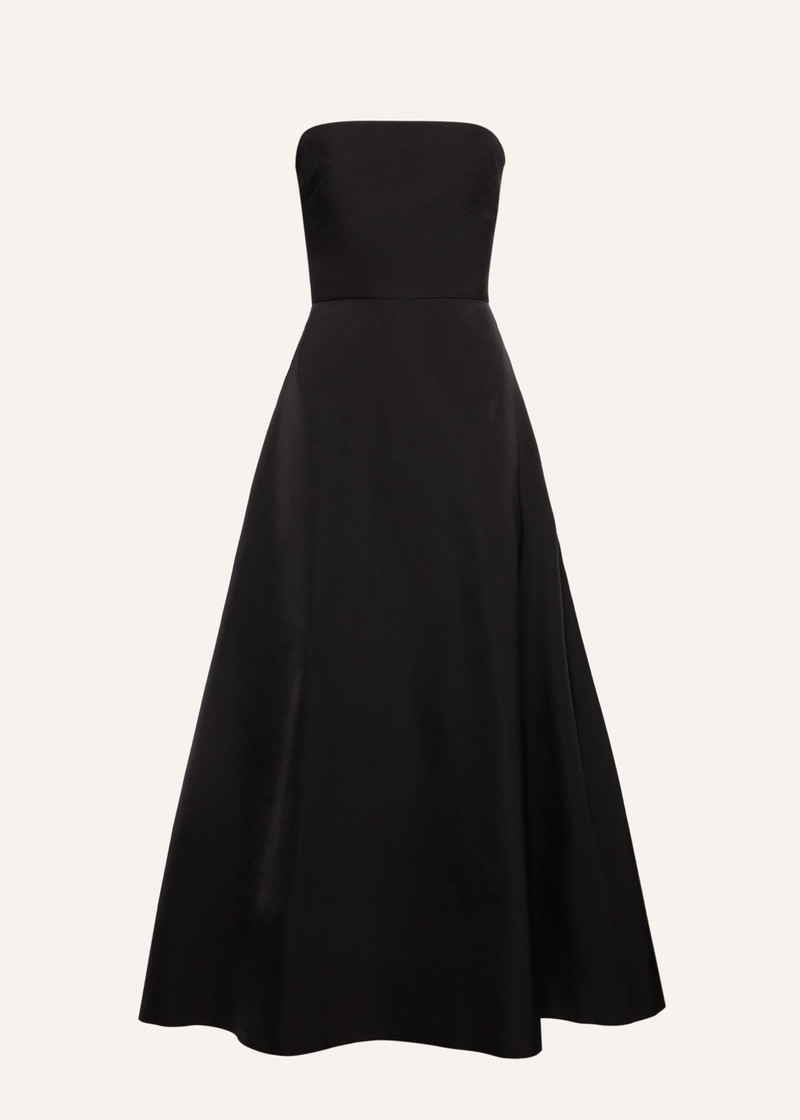 Strapless lace-detail midi dress in black 1
