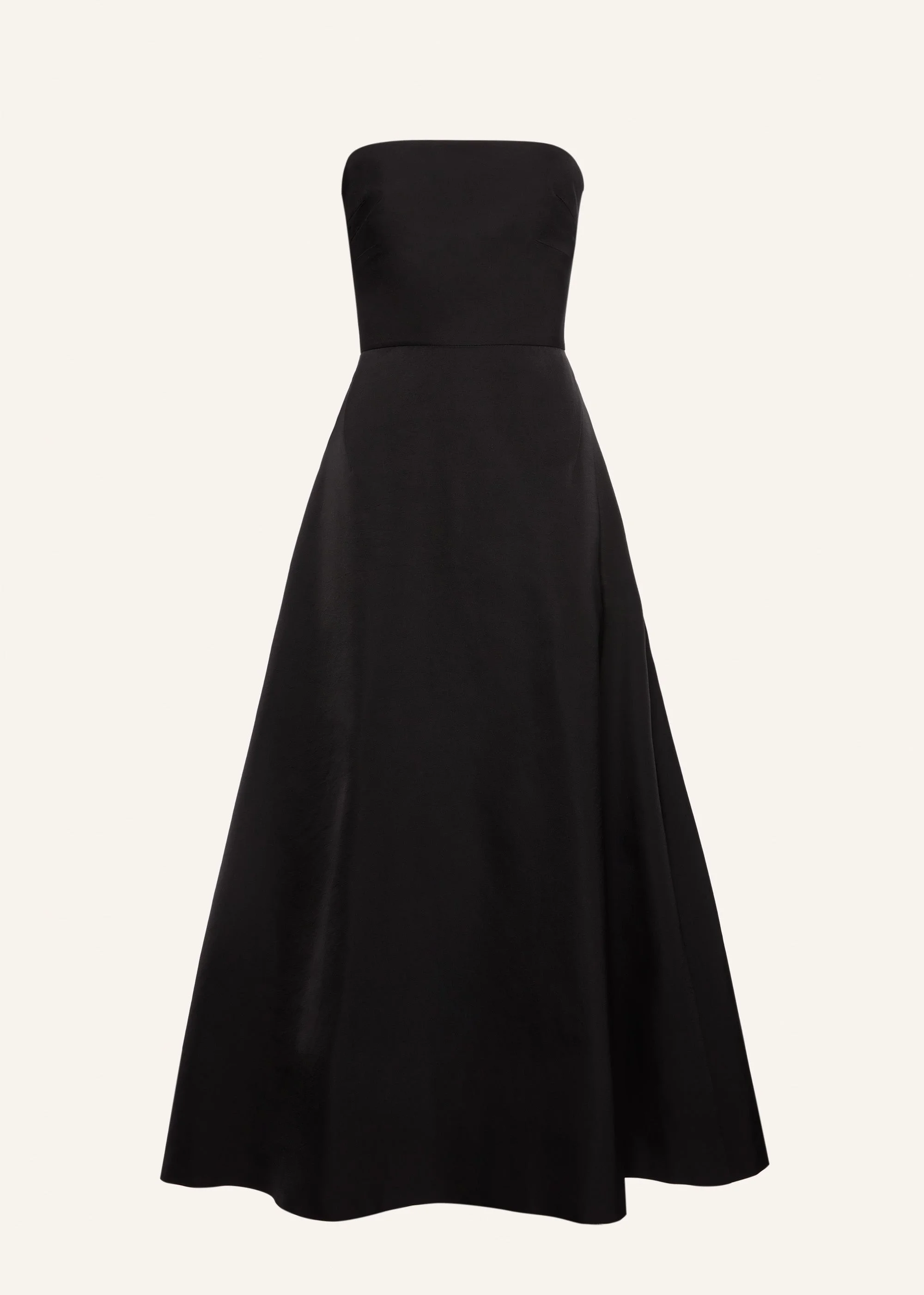 Strapless lace-detail midi dress in black - 1