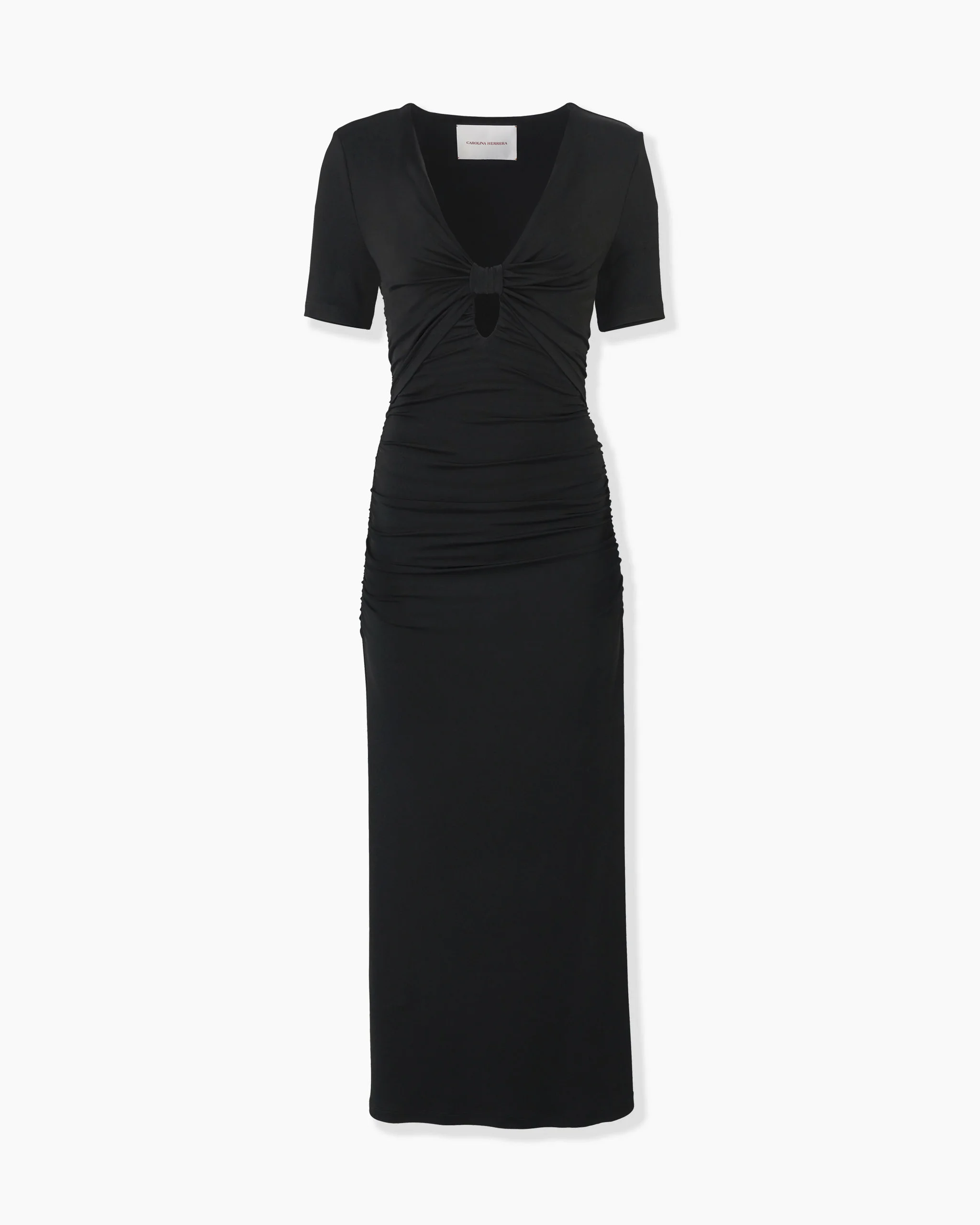 Ruched Jersey V-Neck Midi Dress - 1