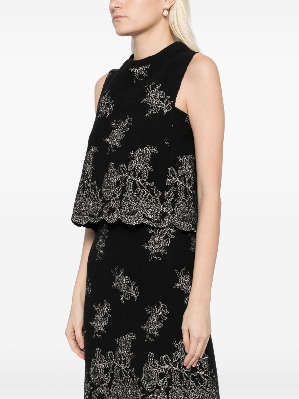 floral-embroidered tank top - 3