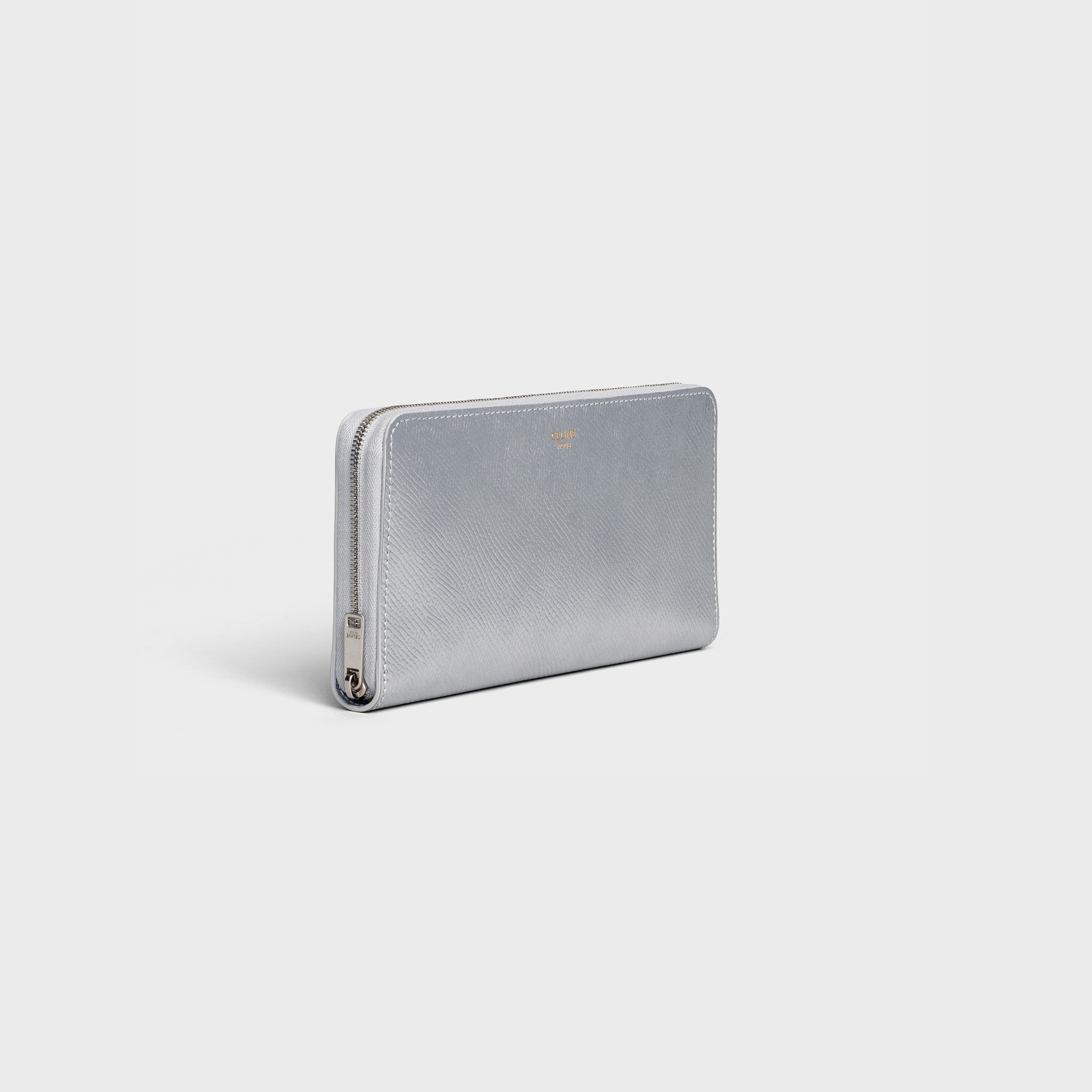 LARGE ZIPPED WALLET IN LAMINATED GRAINED CALFSKIN - 2