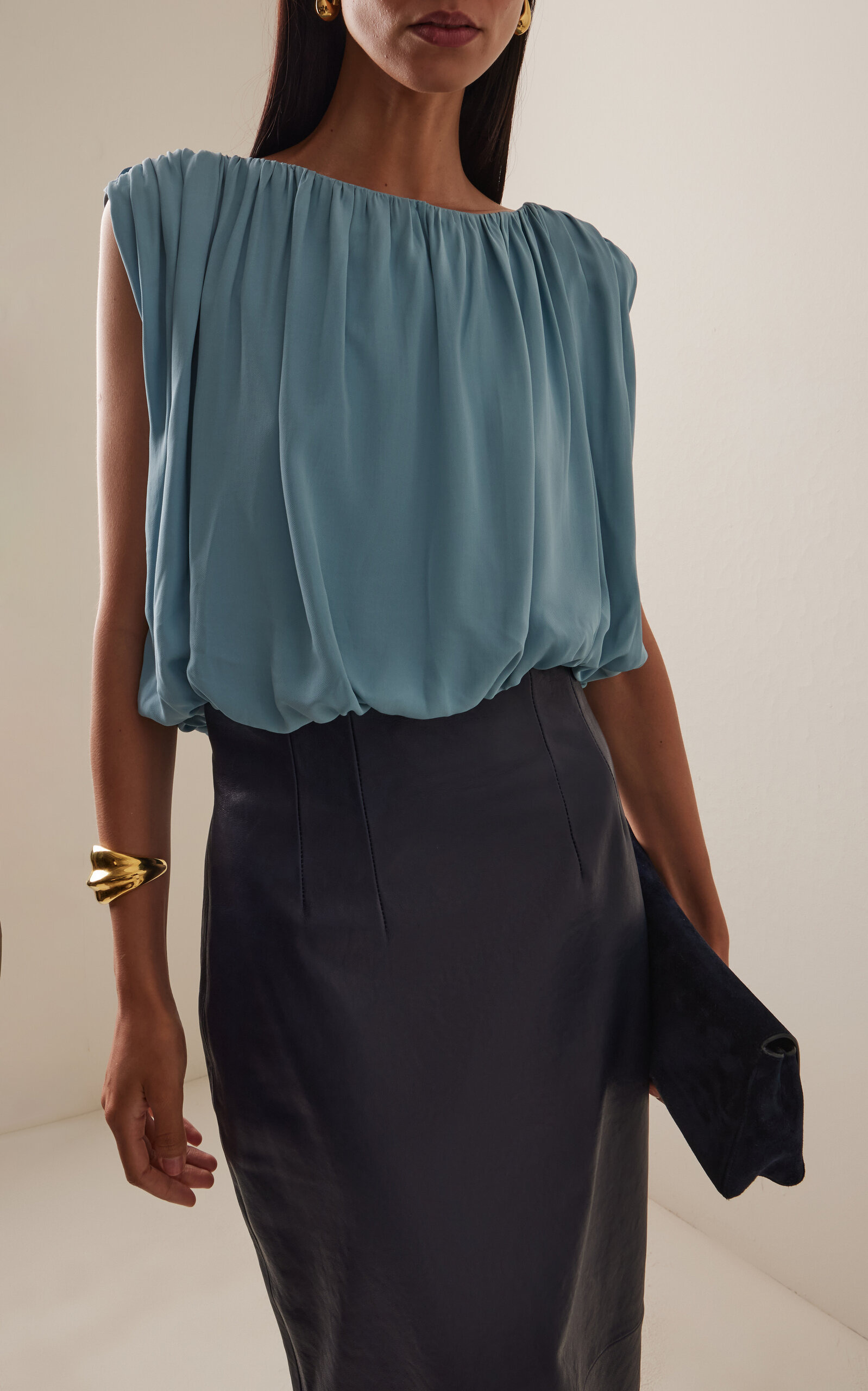 Seraphix Draped Cropped Top blue - 2