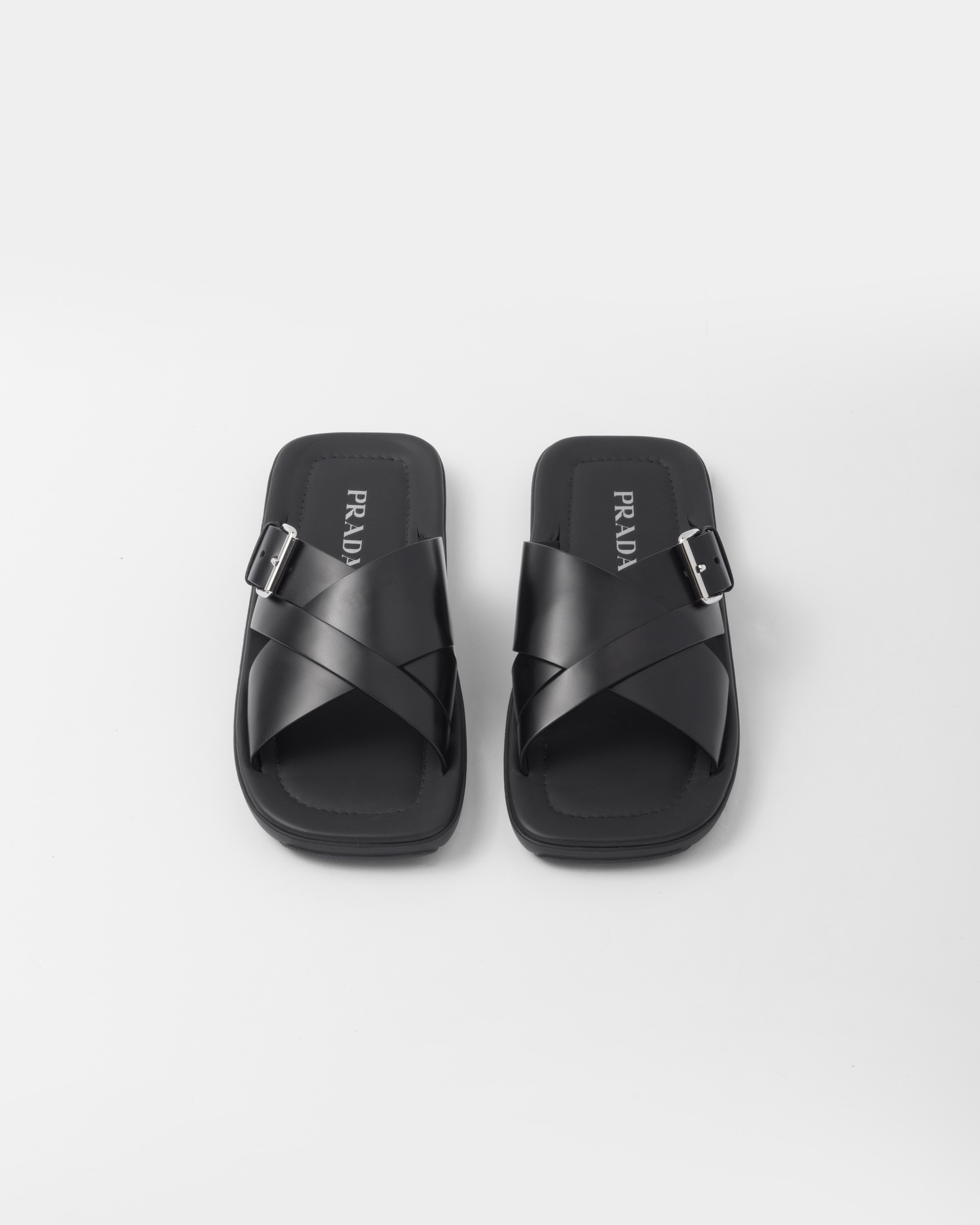 Brushed leather slides - 4