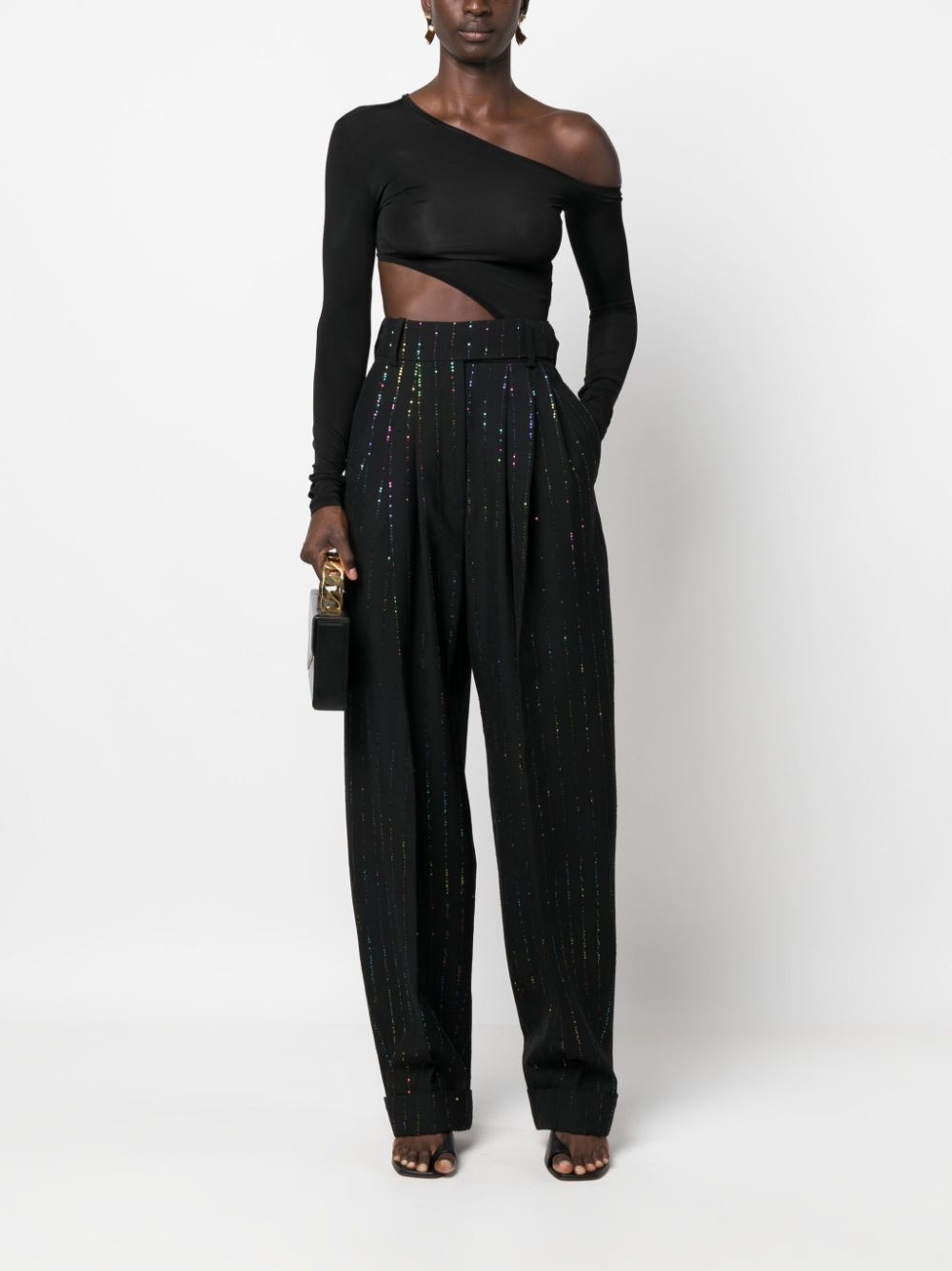 high-waist paillette-embellished trousers - 2