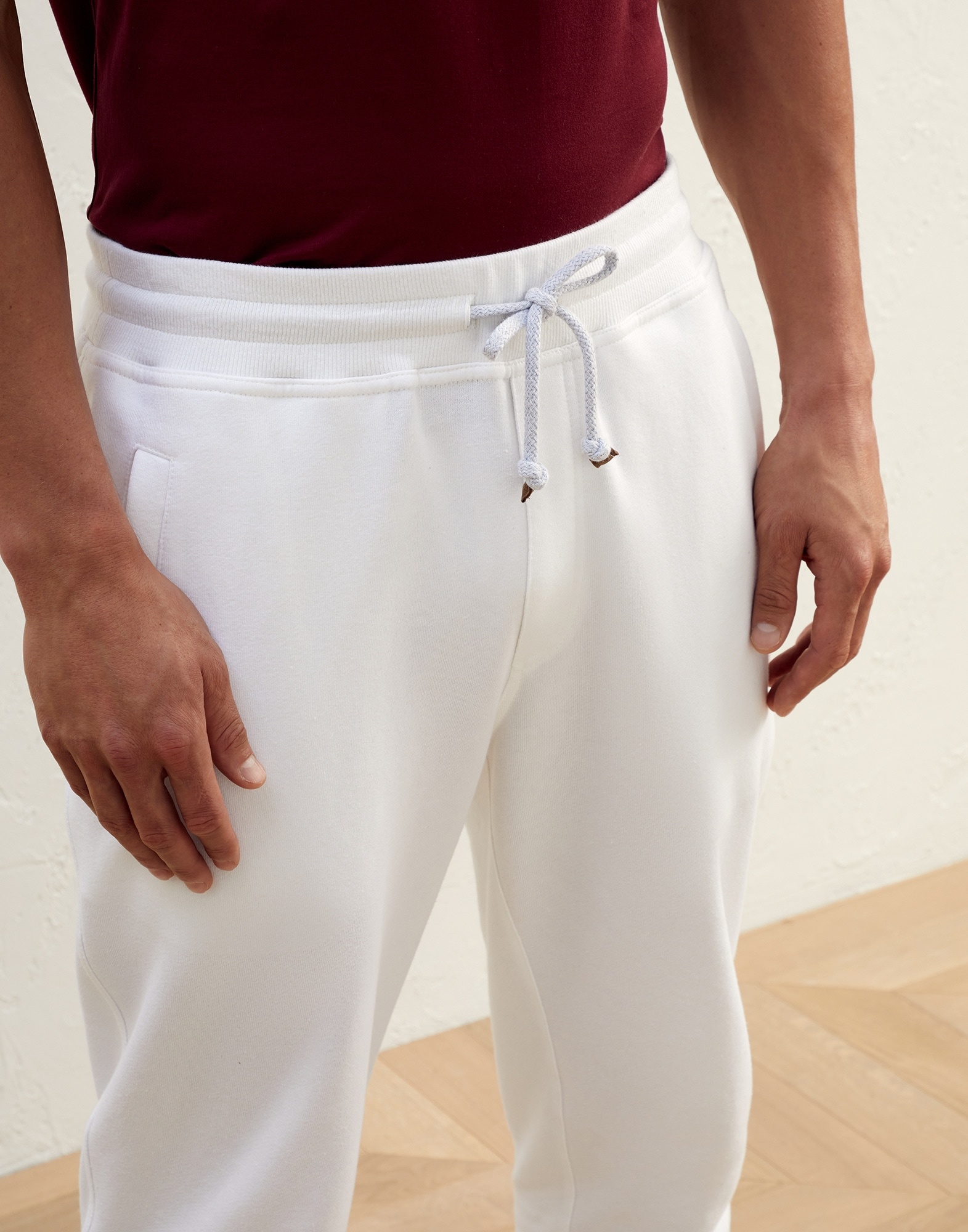 Cotton and linen French terry trousers with elasticated cuffs - 3