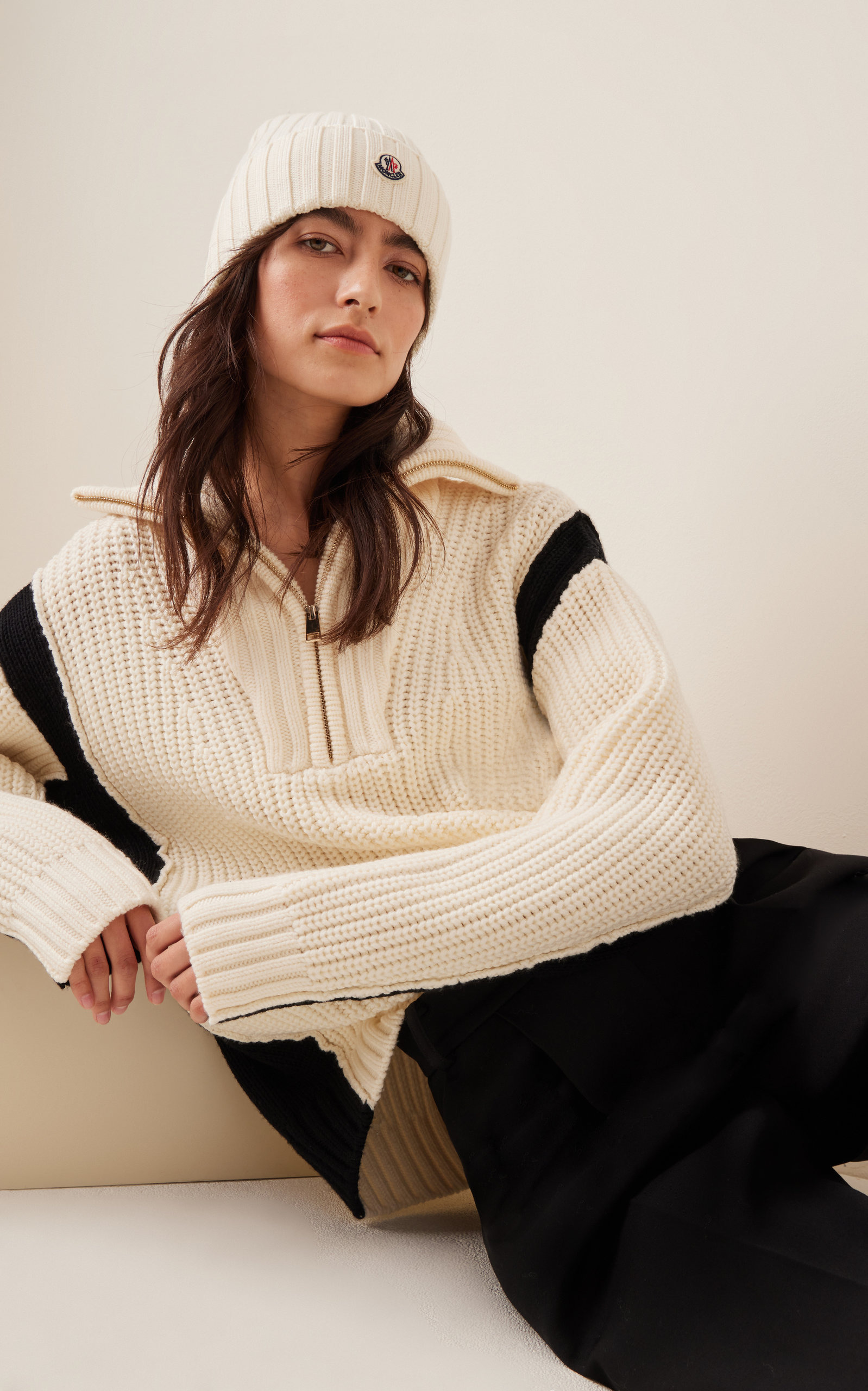 Ribbed-Knit Wool Beanie white - 2