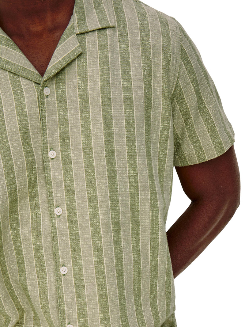 Men's Fielder Striped Cotton Short-Sleeve Shirt - Sage Brush Stripe 5