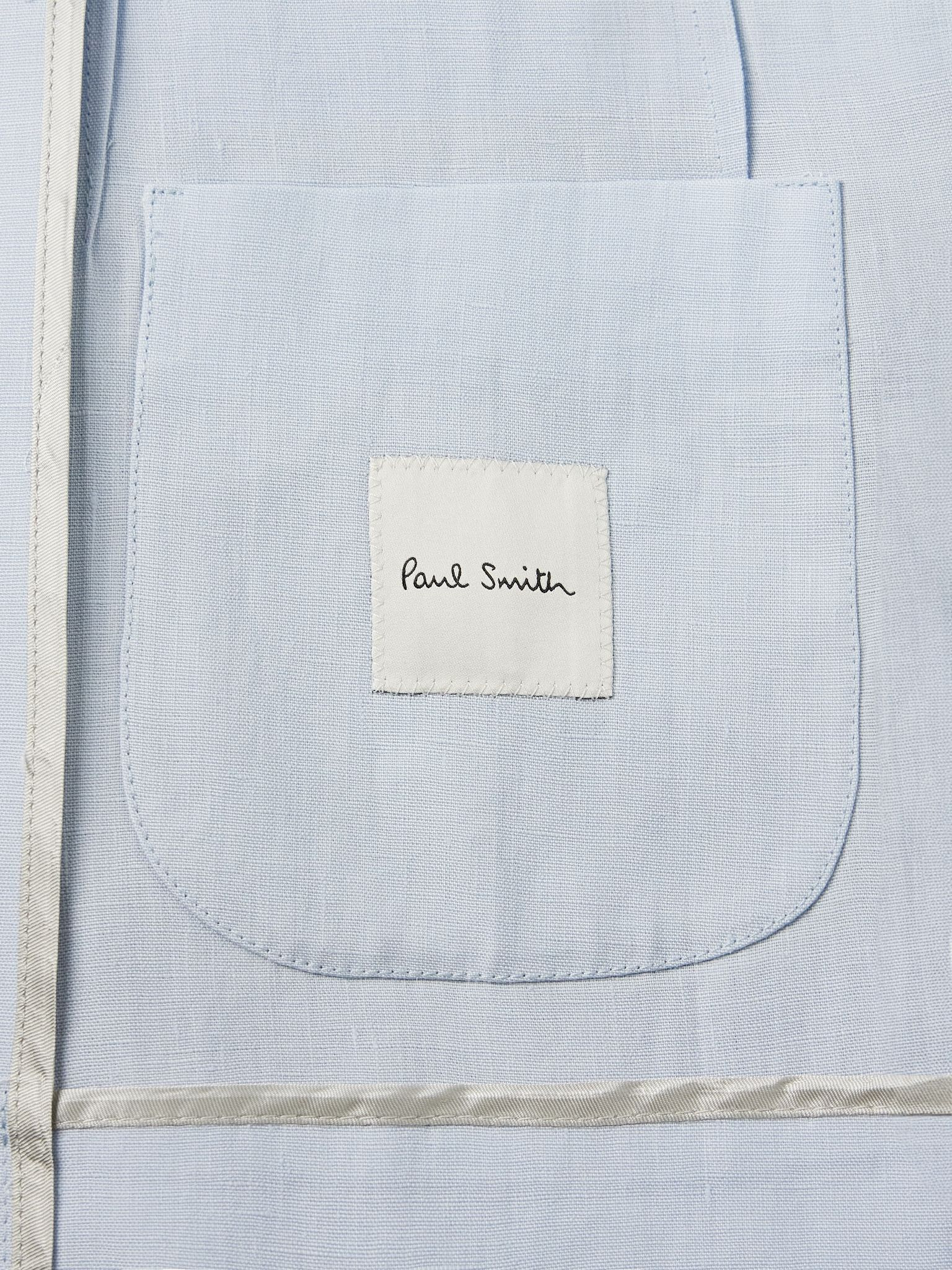 Unstructured Linen Suit Jacket Blue - 5