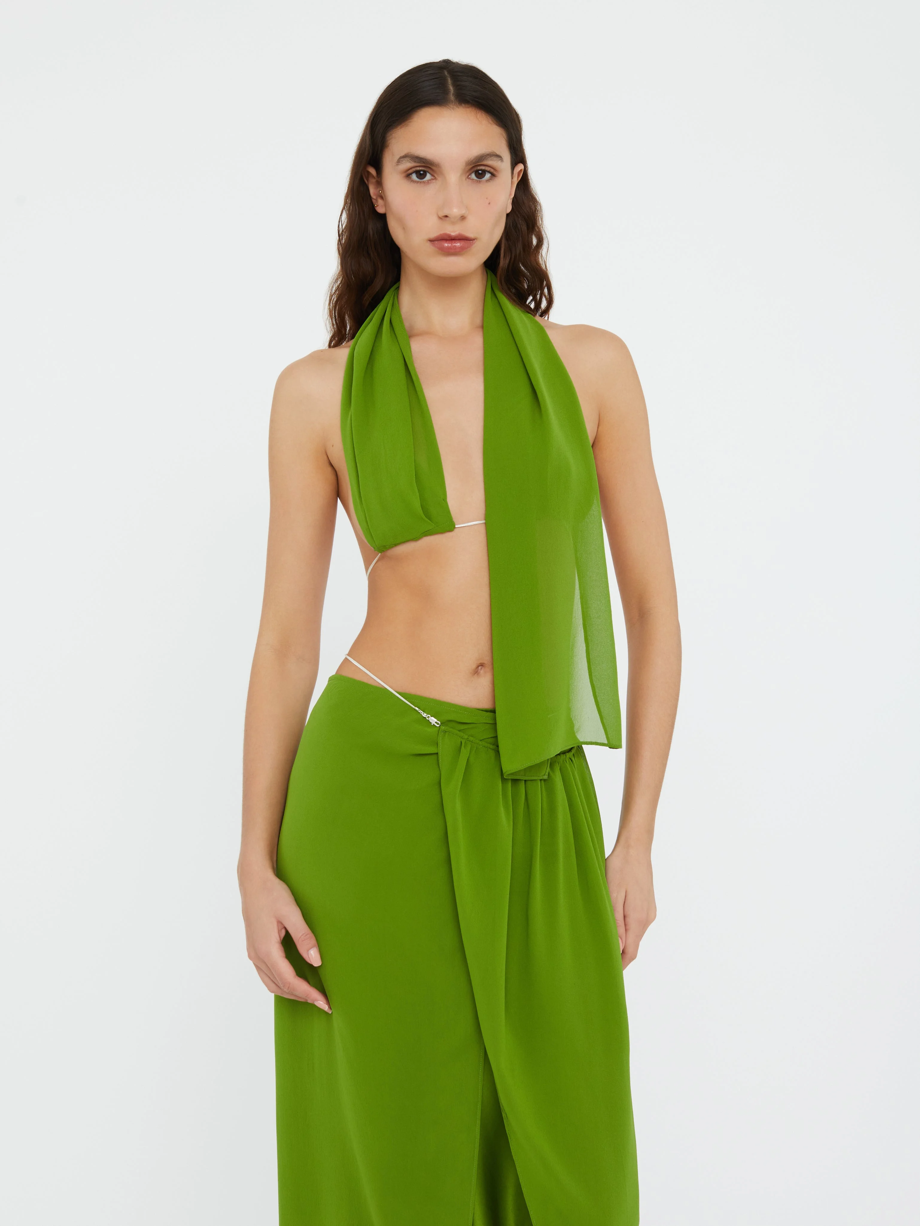 Silk Scarf Chain Bra Top - 1