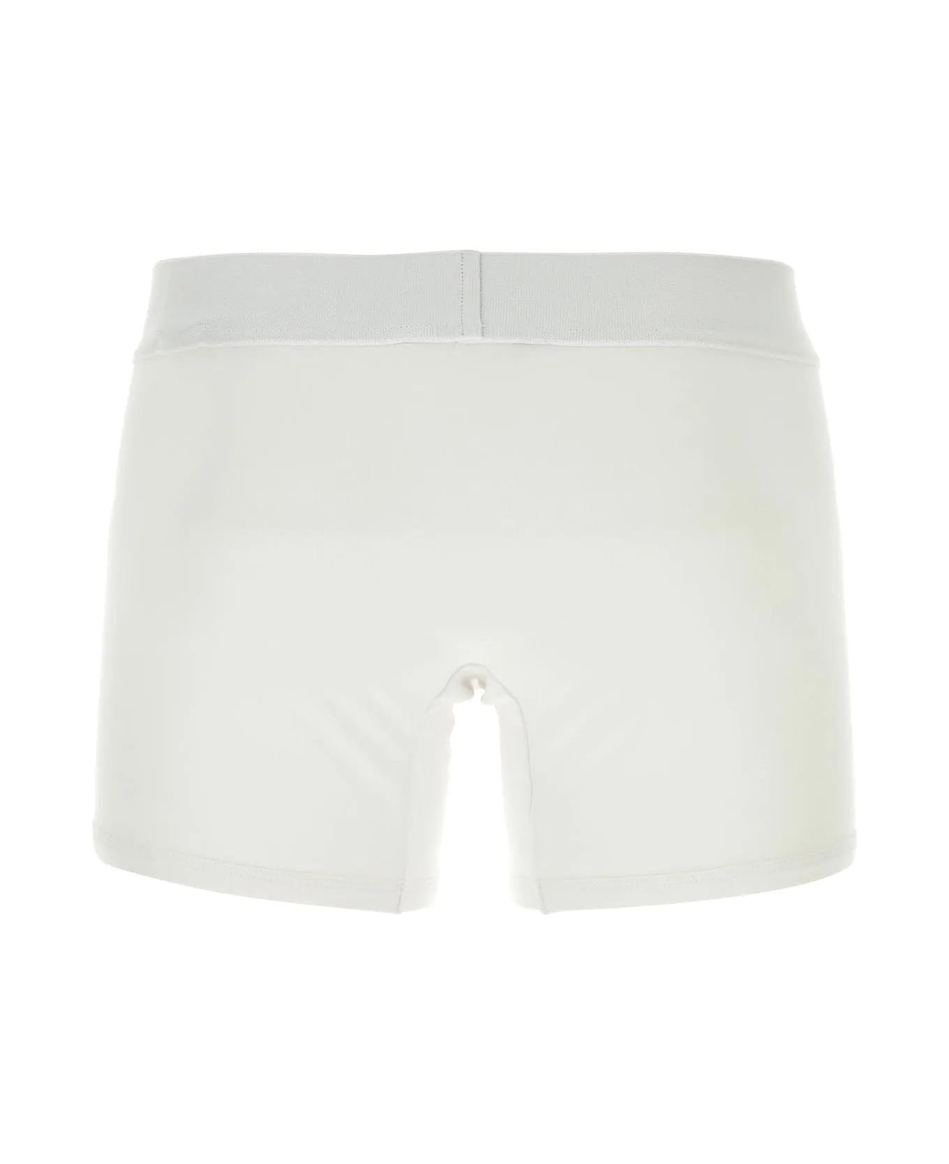 White Stretch Cotton Boxer Set - 2