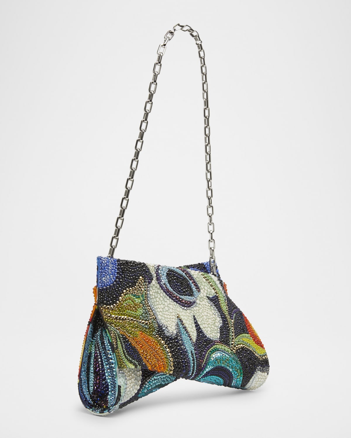 Loubi54 Small Shoulder Bag in Flower Strass Naplak Leather - 3