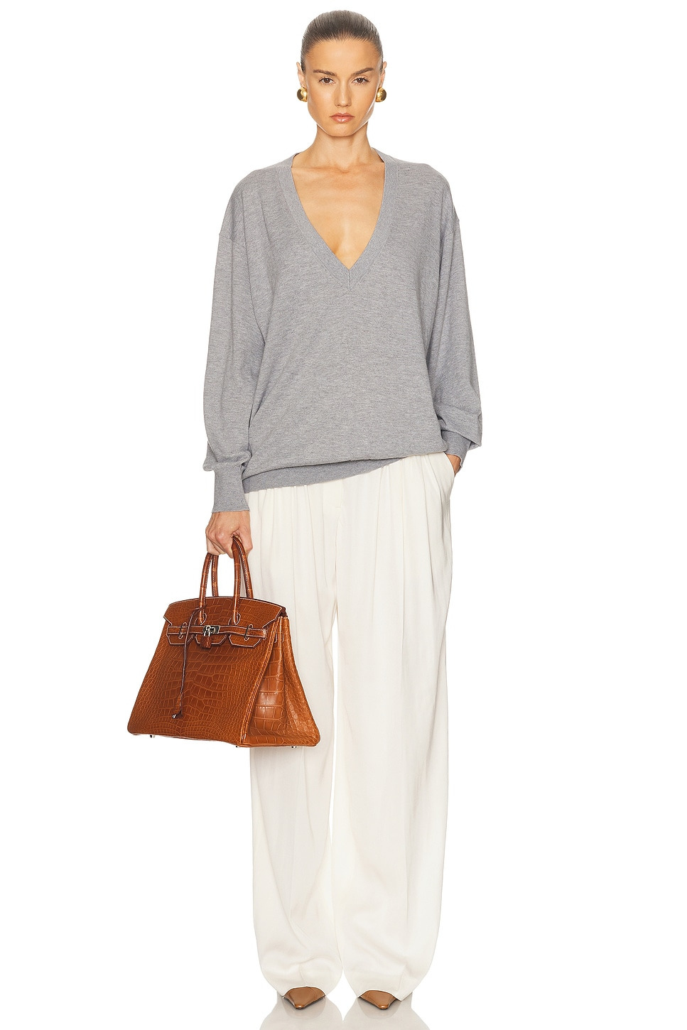 Quintana Oversized V Neck Sweater - 4