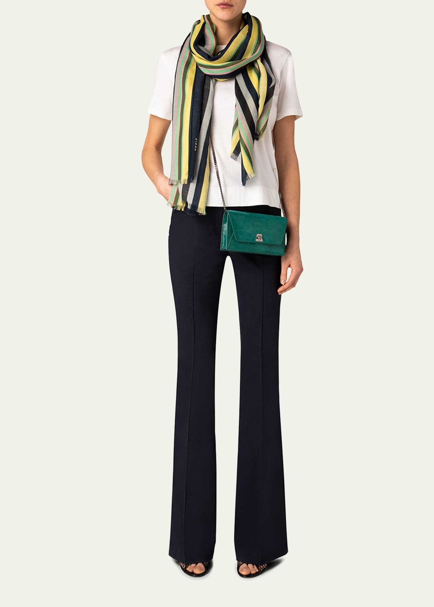 Anouk Lizard-Print Clutch Bag w/ Chain - 5