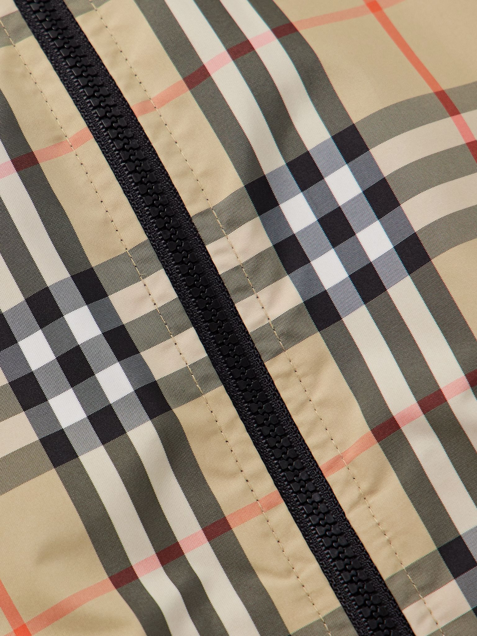 Reversible Checked Shell Hooded Jacket Sand - 5
