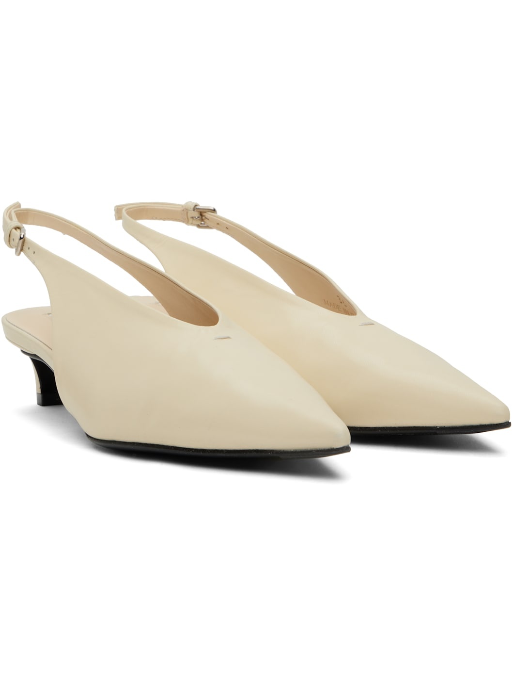 Off-White Slingback Heels - 4