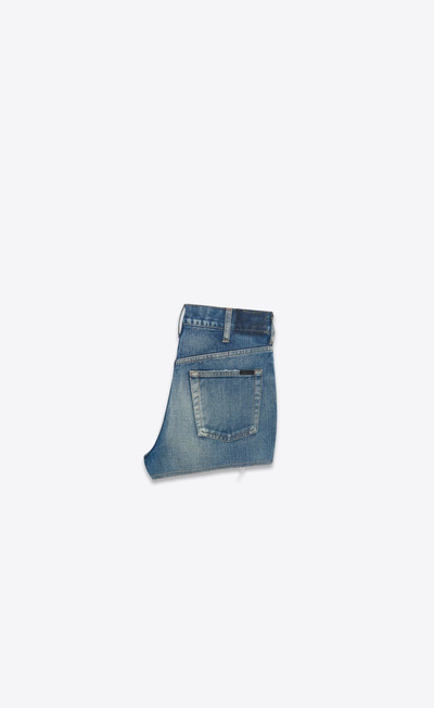 SAINT LAURENT destroyed shorts in dirty fall blue denim outlook