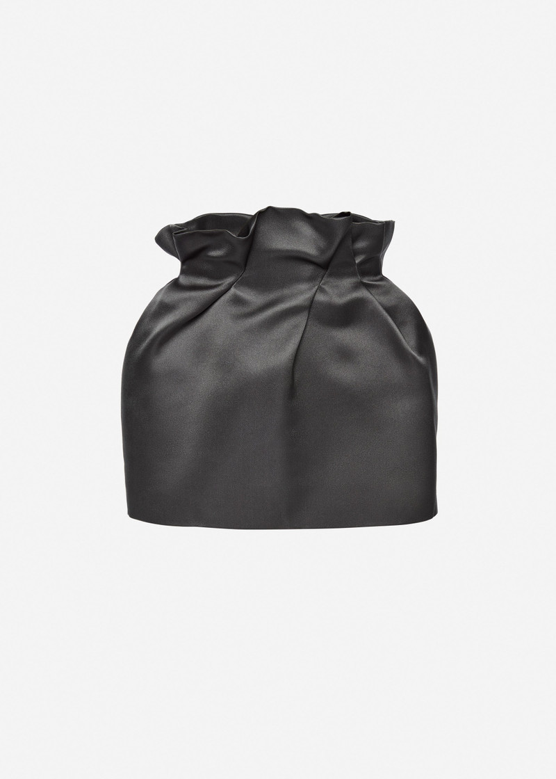 Mini silk skirt with ruffled waist in grey 1