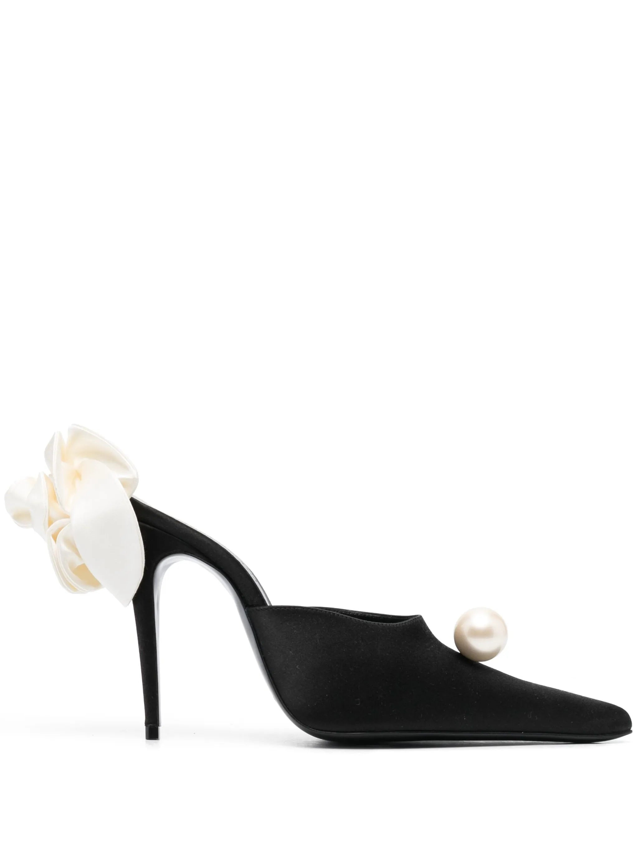 faux-pearl embellished 110mm leather mules - 1