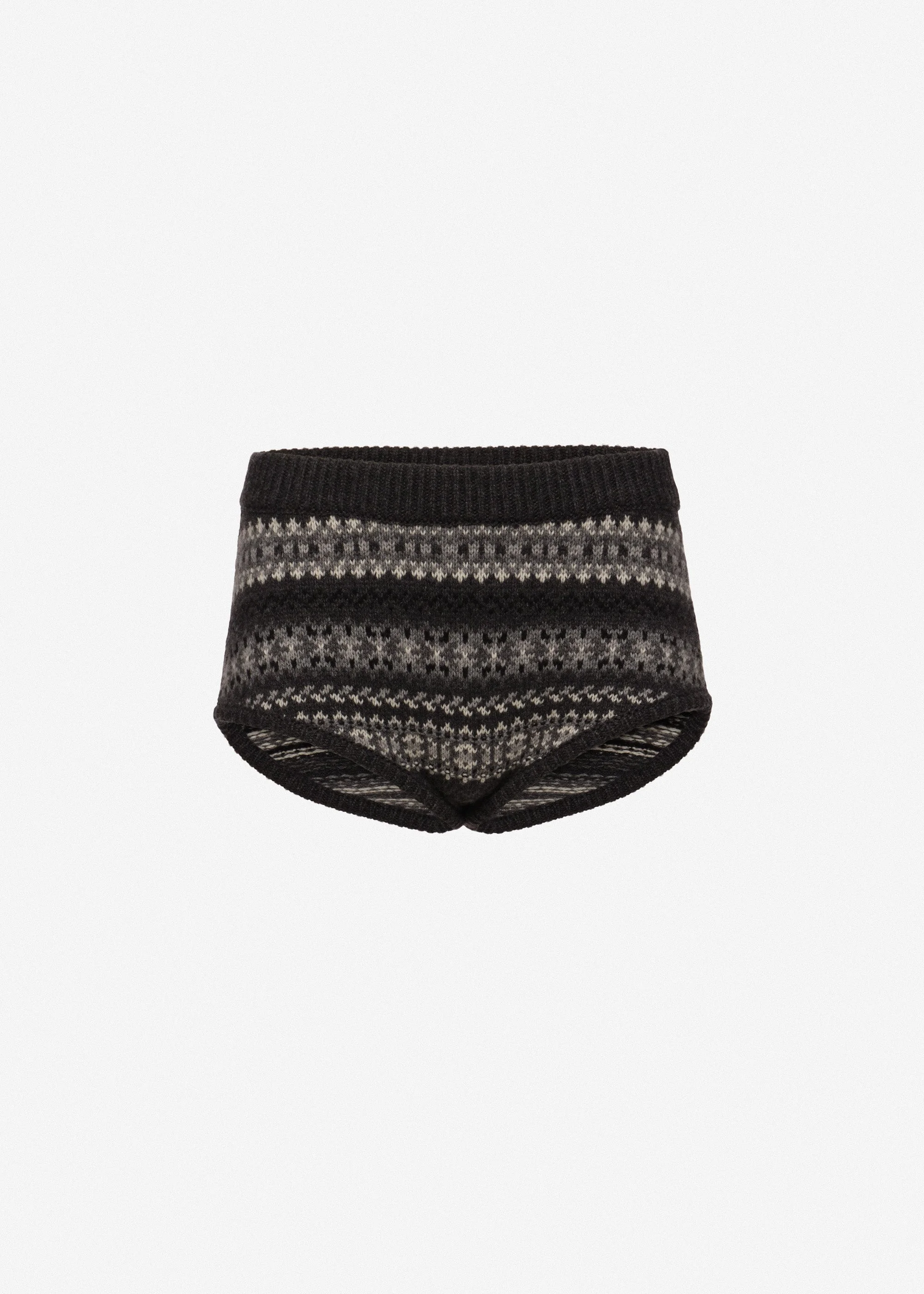 Patterned cashmere shorts in grey - 1