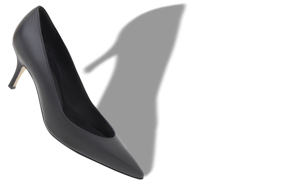 Black Nappa Leather Pointed Toe Pumps - 2