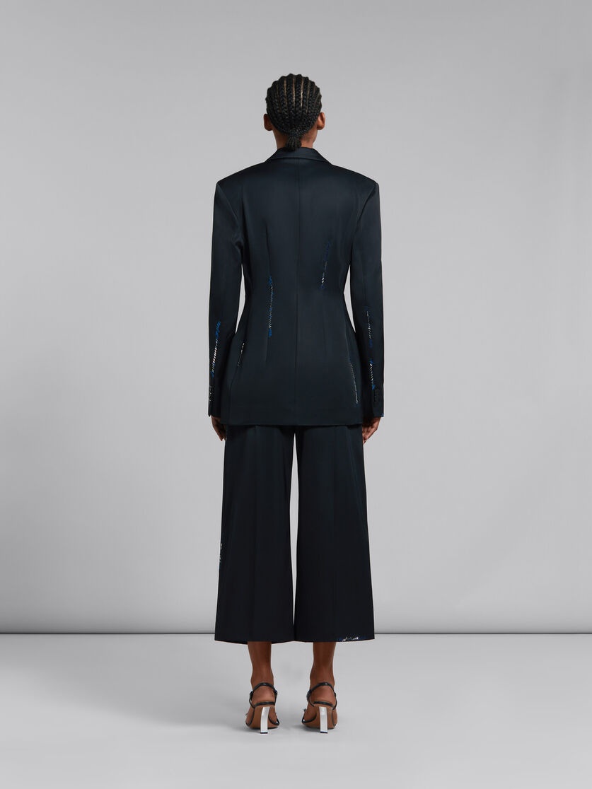 BLACK DUCHESSE SATIN JACKET WITH BEAD MENDING - 3