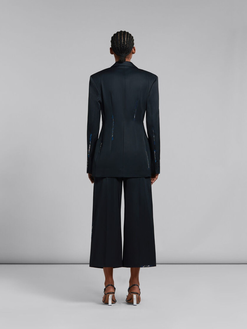 BLACK DUCHESSE SATIN JACKET WITH BEAD MENDING 3
