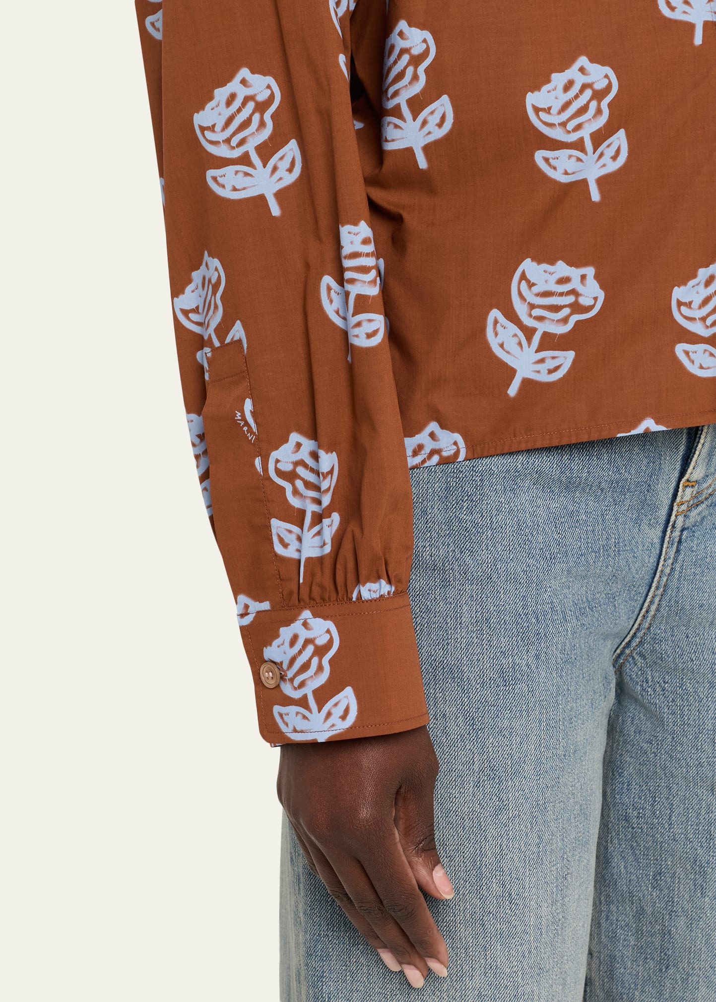 Crop-Print Long Sleeve Raglan Shirt - 5