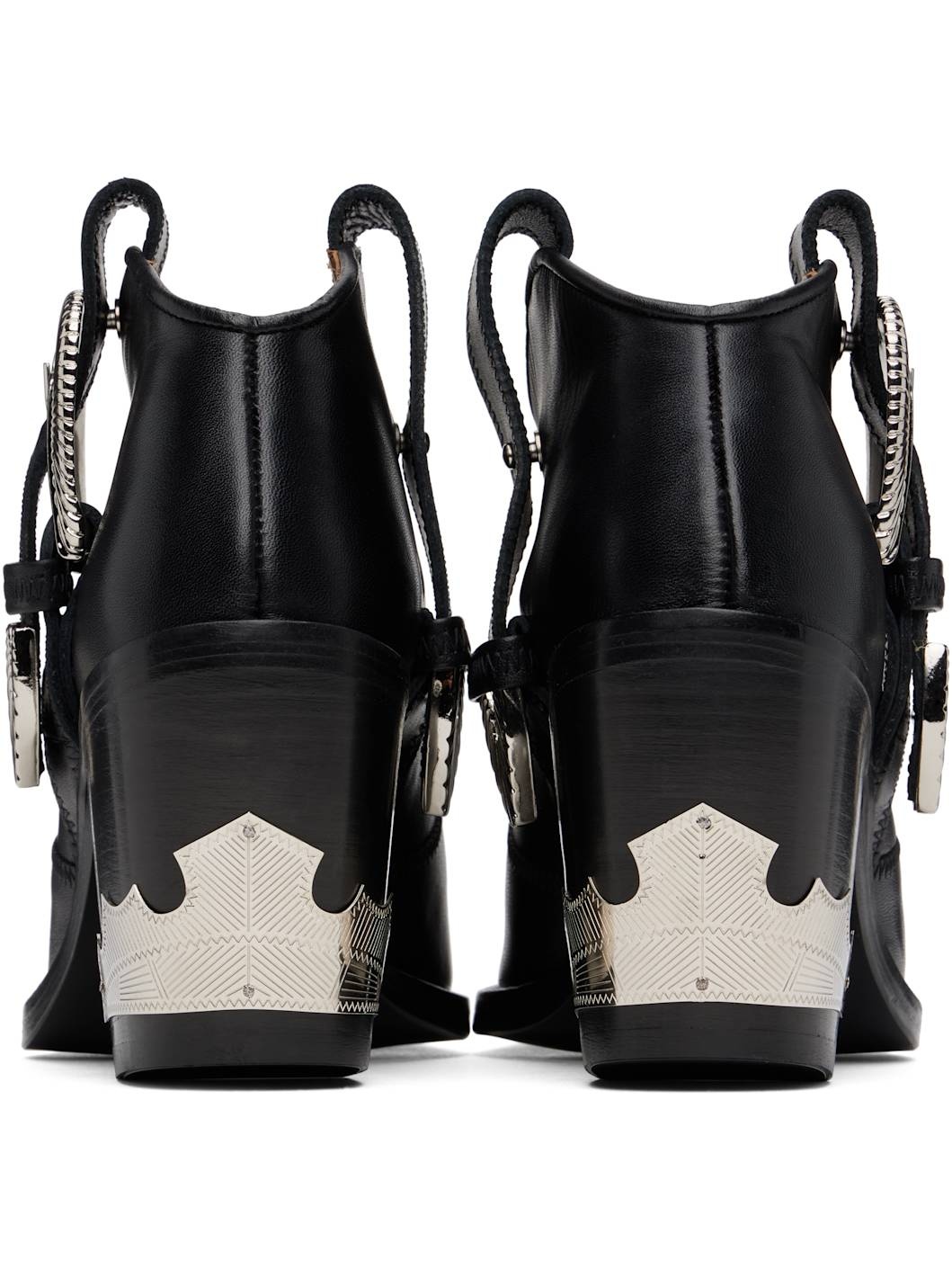 Black Western Style Ankle Boots - 2
