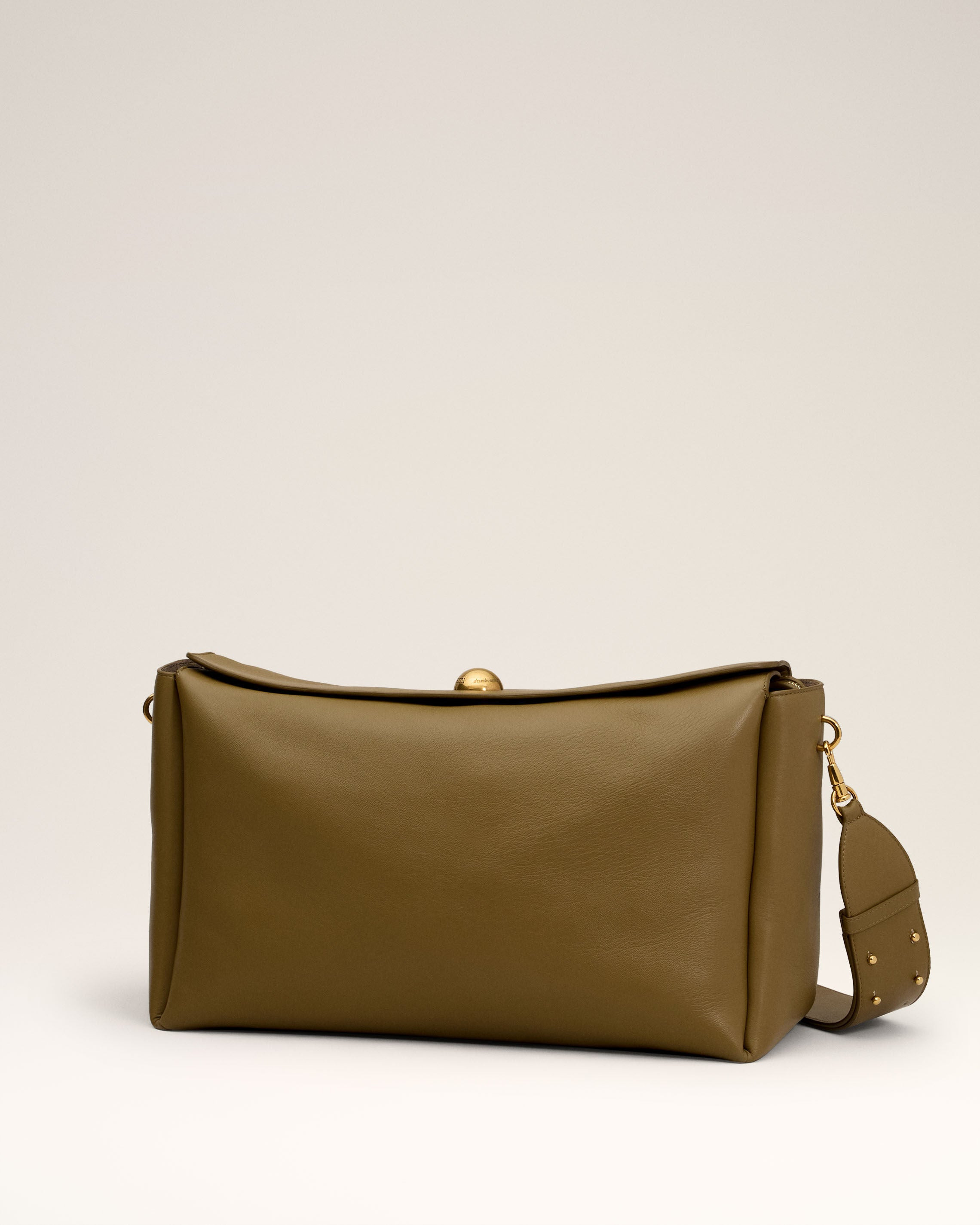KHAKI LEATHER LARGE CARROUSEL BAG - 3