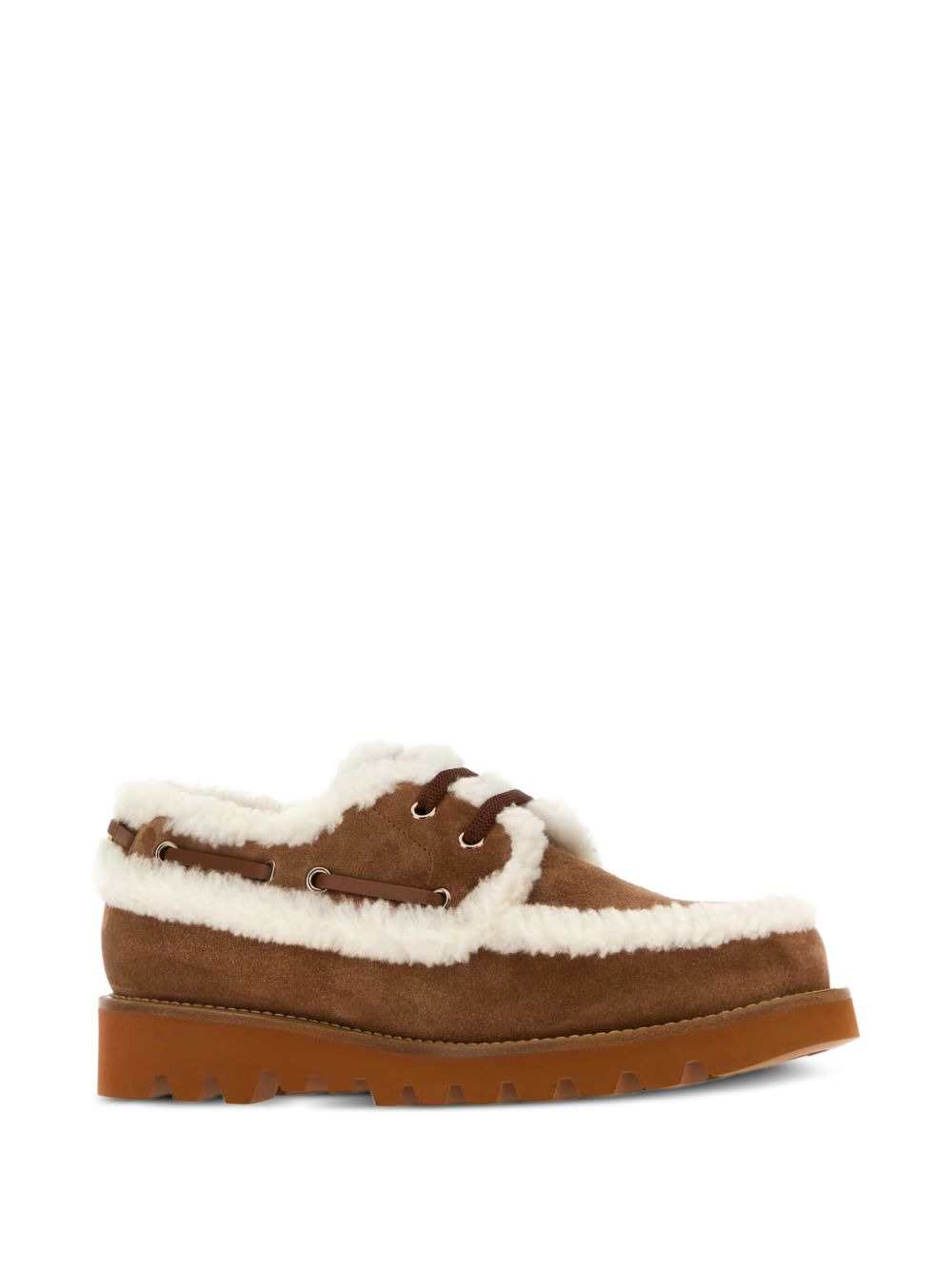 shearling-trimmed suede loafers - 2