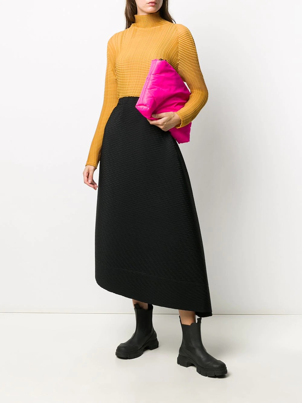 asymmetric hem midi skirt - 2