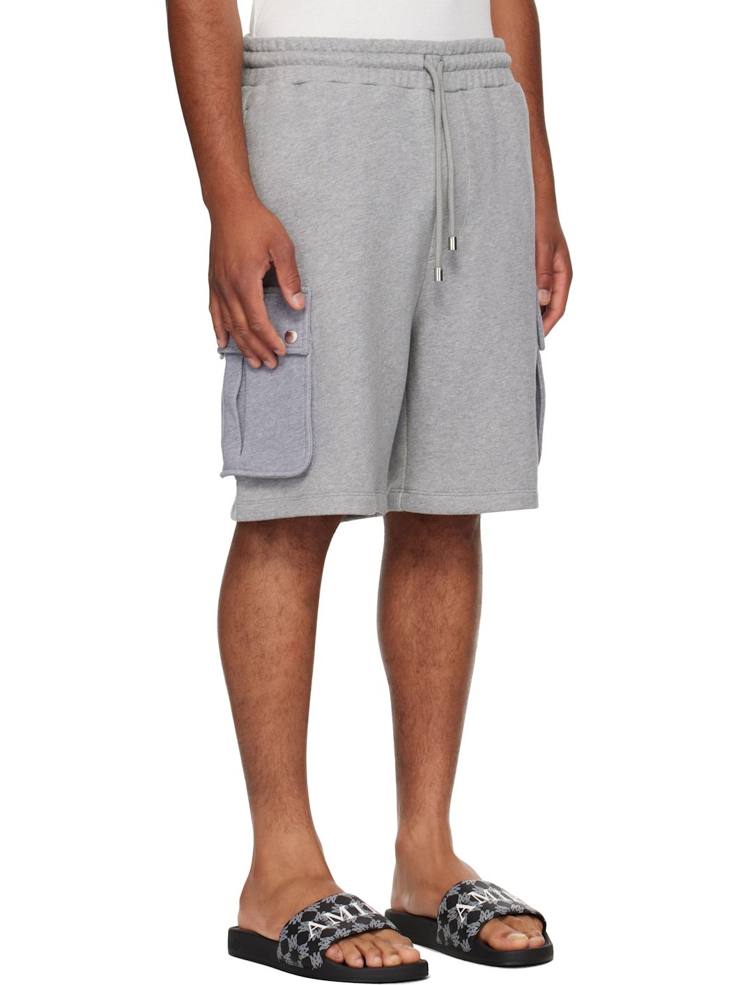 Gray Stencil Cargo Shorts - 2